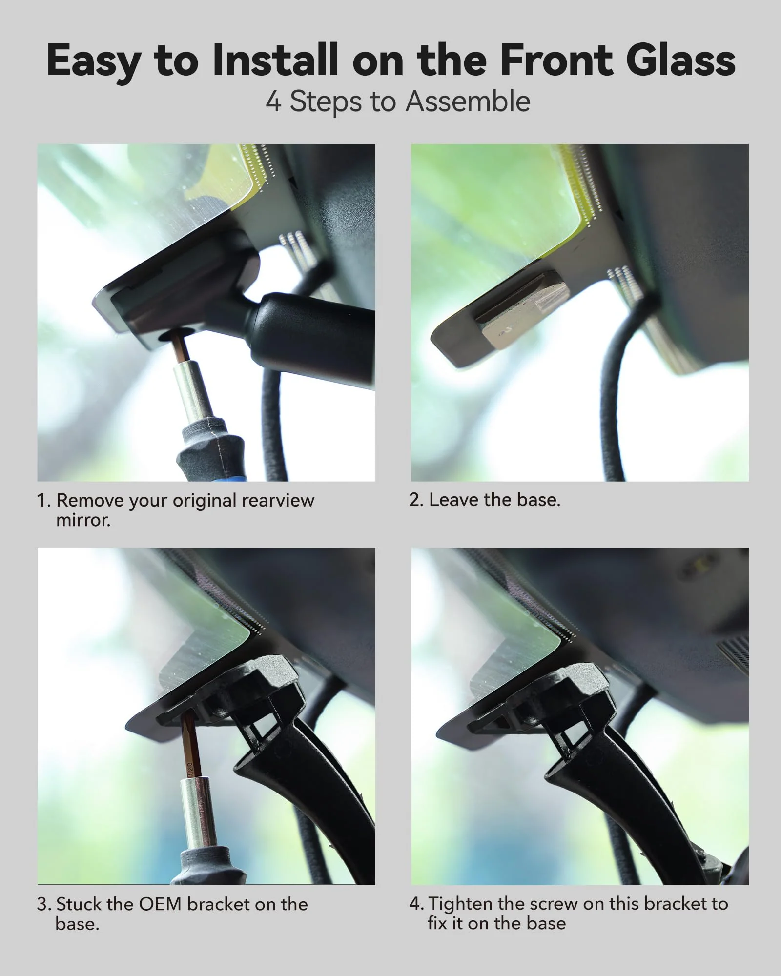 WOLFBOX Model 179 OEM Bracket Fit for 2018-2024 Jeep Wrangler Rubicon, for USB C G840S/G840H/G850/G900 Mirror Dash Cam - Image 5