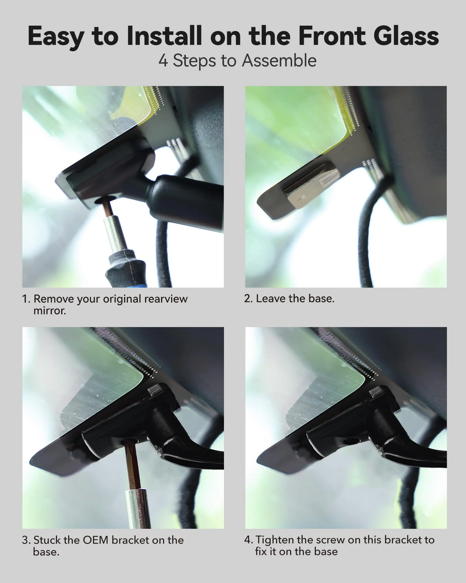 WOLFBOX Model 2 OEM Bracket Fit for Honda CR-Z Full Range,for USB C G840S/G840H/G850/G900 Mirror Dash cam - Image 5