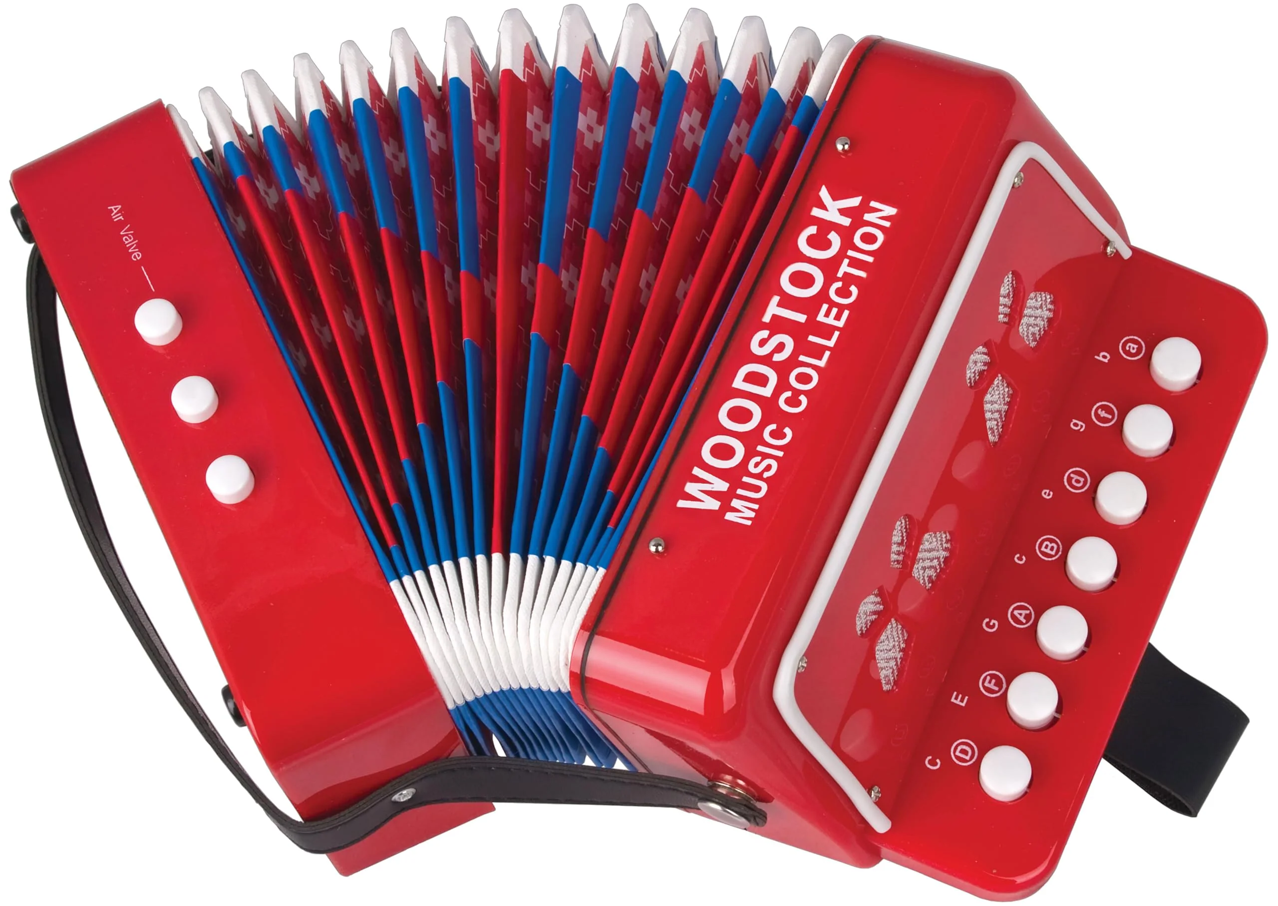 Woodstock Kid's Accordion (7"), Red, with 10 Keys, Beginner Music Toy Instrument for Children Ages 3+, Educational Gift, Toddlers Kids Boys Girls WCKA Kids 7