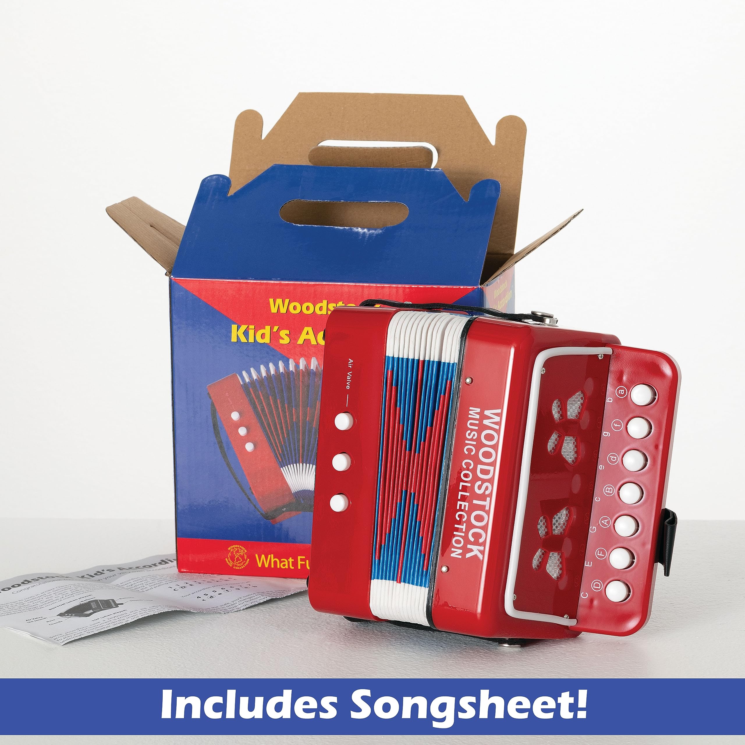 Woodstock Kid's Accordion (7"), Red, with 10 Keys, Beginner Music Toy Instrument for Children Ages 3+, Educational Gift, Toddlers Kids Boys Girls WCKA Kids 7 - Image 7