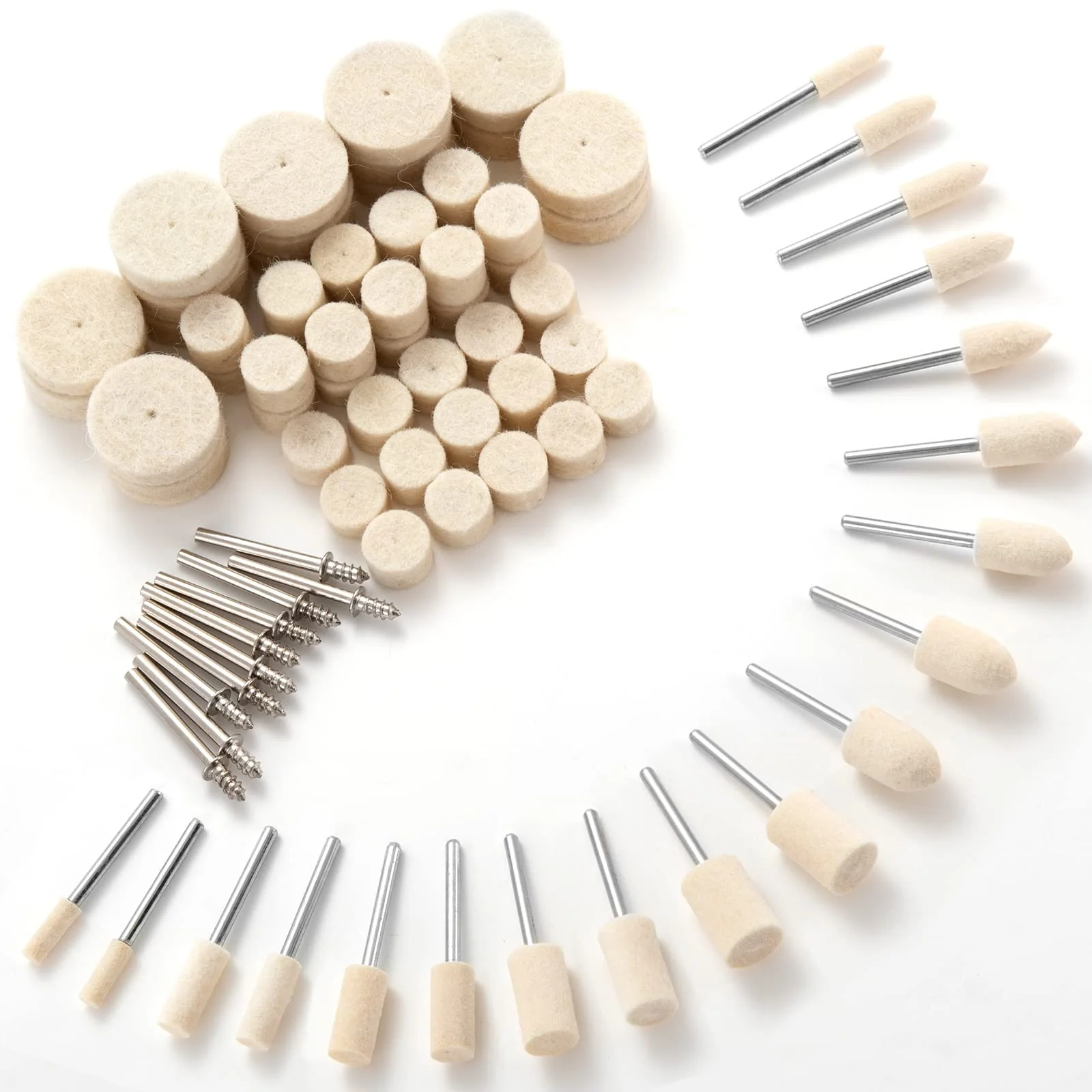 Wool Felt Polishing Buffing Wheel for Dremel Rotary Tool, 80Pcs Wool Polishing Pad Wheel Set for Rotary Tool Accessories with 1/8" Shank for Metal Glass Polishing Kit