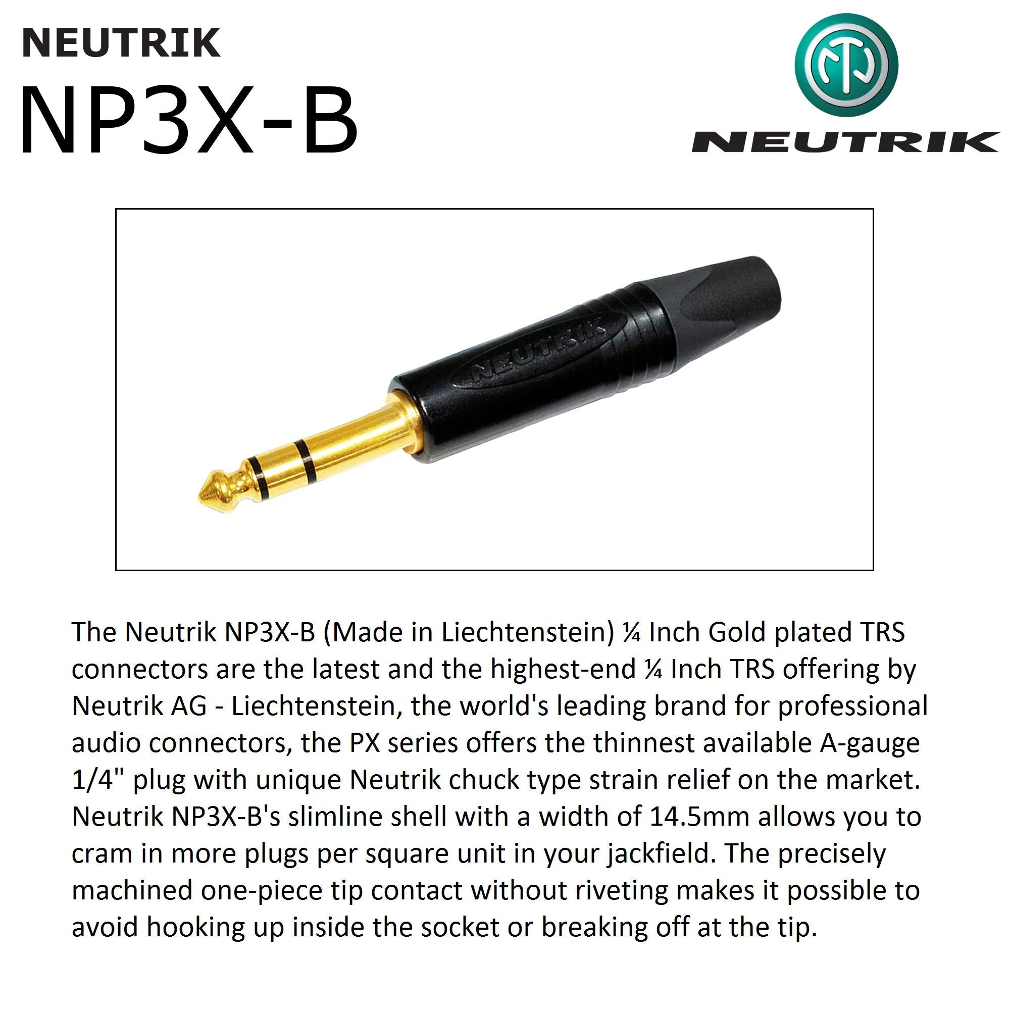 WORLDS BEST CABLES 10 Foot - Gotham GAC-4/1 (Black) - Star Quad - 2xShielded (100% Coverage) Balanced Patch Cable w/Neutrik NP3X-B ¼ Inch (6.35mm) TRS Plugs - Custom Made - Image 6