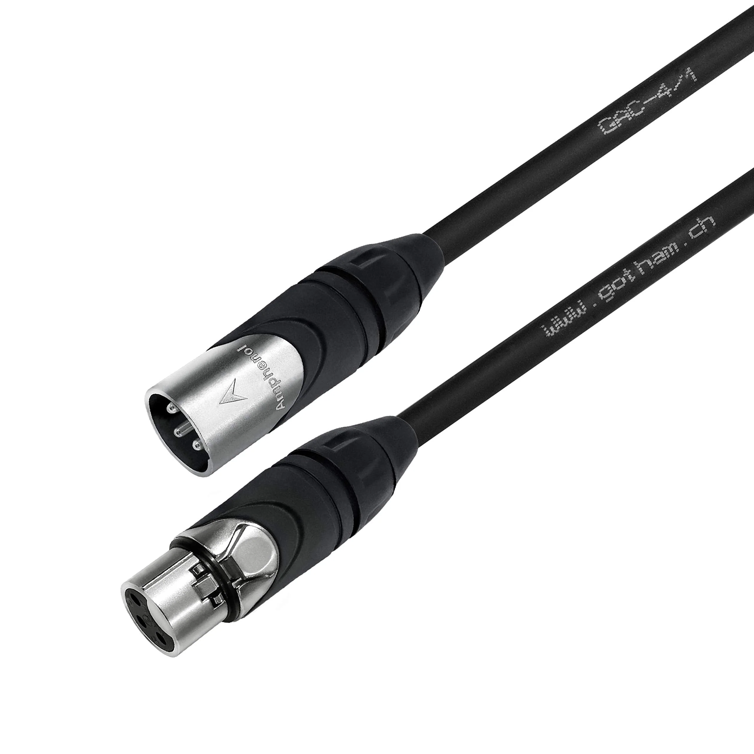 WORLDS BEST CABLES 2 Units - 4 Foot - Gotham GAC-4/1 (Black) - Star Quad, Dual Shielded Balanced Male to Female Microphone Cables with Amphenol AX3M & AX3F Silver XLR Connectors - Custom Made - Image 5