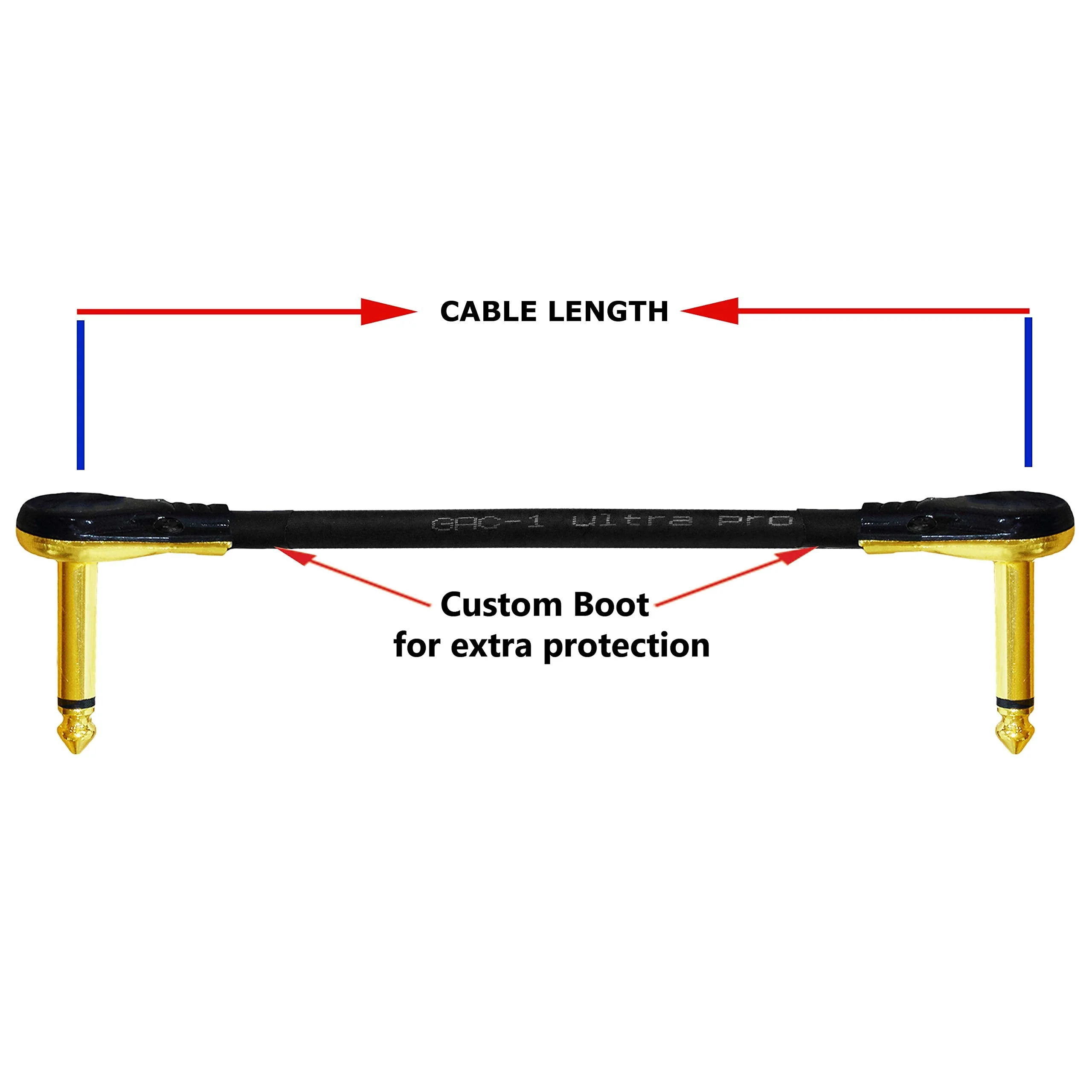 WORLDS BEST CABLES 5 Units - 9 Inch - Gotham GAC-1 Ultra Pro - Low-Cap (21pF/ft) Guitar Bass Effects Instrument, Patch Cable & Gold (6.35mm) Low-Profile R/A Pancake Type Connectors - Custom Made - Image 5