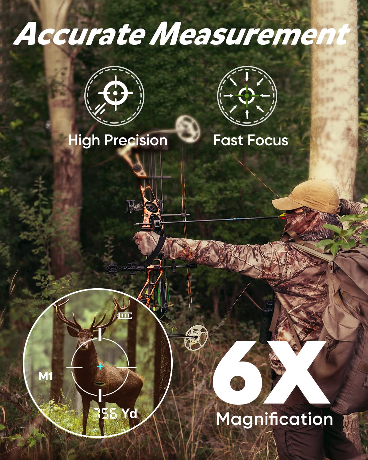 WOSPORTS Hunting Rangefinder, 800 Yards Laser Range Finder with Bow Hunting Mode (Angle, Height, Horizontal Distance) Scanning, Speed Mode for Archery Hunter, Free Battery, Carrying Case Non-Bow Hunting - Image 3