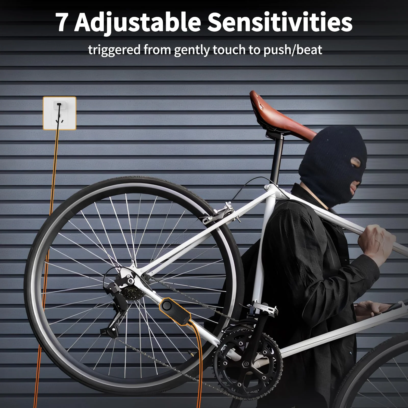 WSDCAM Wireless Bike Alarm with Remote, Rechargeable Bicycle Alarm System Anti Theft, IP65 Waterproof, 113dB Loud Bike Alarms for E-bikes, Motorcycles, Scooter, Outdoor Riding and Cycling Safety - Image 7
