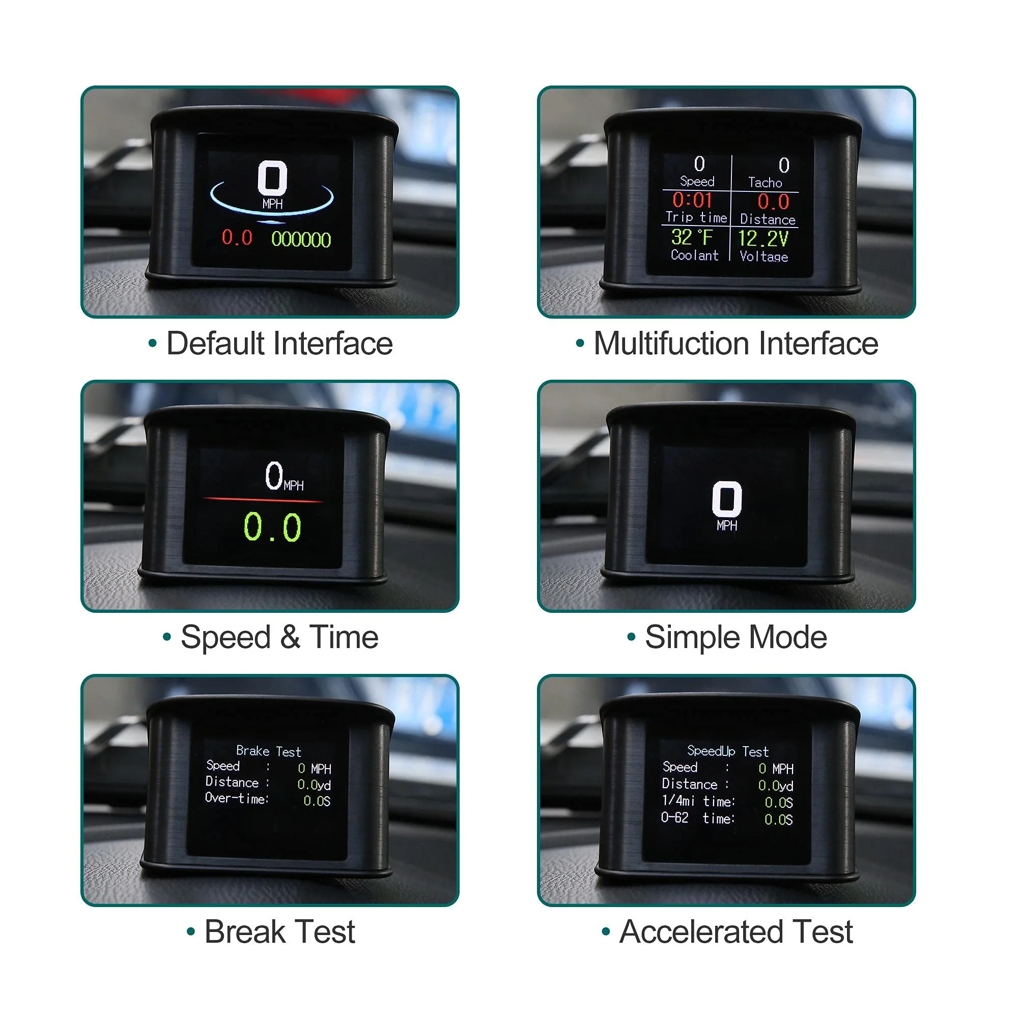X AUTOHAUX 2.2 Inch Mini HUD Head Up Display Car Dashboard Digital Speedometer Multifunction Data Display Error Alarm TFT LCD Display with OBDII EUOBD - Image 4