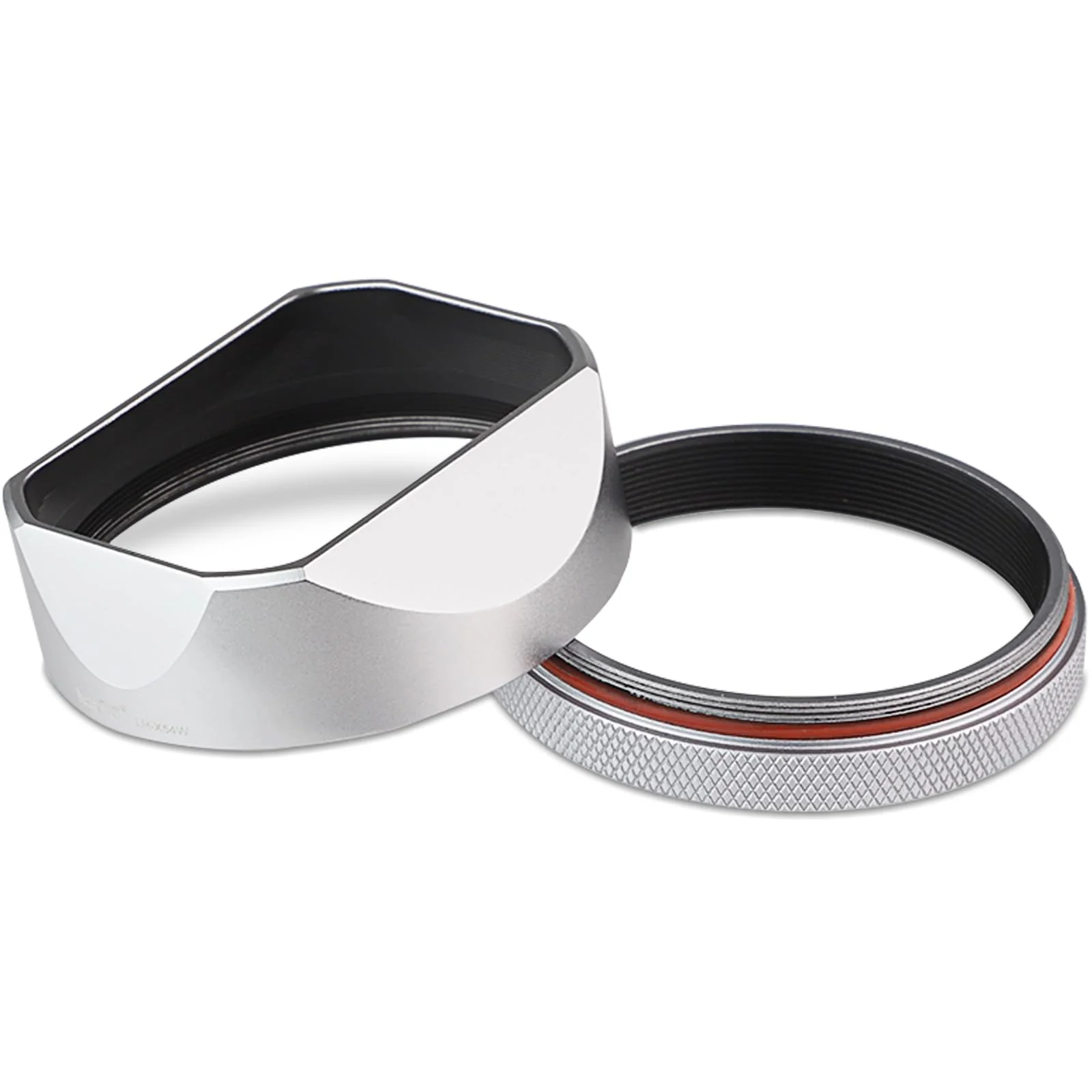 X100VI Square Metal Lens Hood for Fujifilm Fuji X100VI Camera Silver with 49mm UV Filter Adapter Ring Haoge LH-X54W