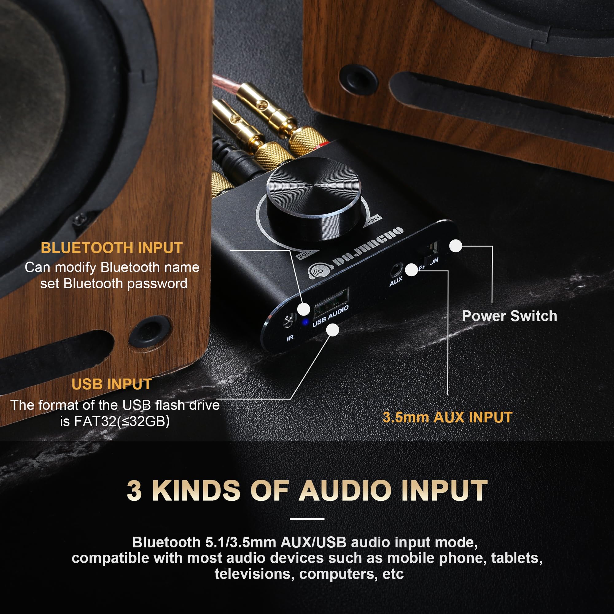 X50H Bluetooth Amplifier 50W+50W Power Output with Remote Control, 2.0 stereo Bluetooth amplifier, Using TPA3116D2 HiFi Amplifier Chip, (includes a 19V4.74A DC power adapter) X50H(50W+50W) - Image 2