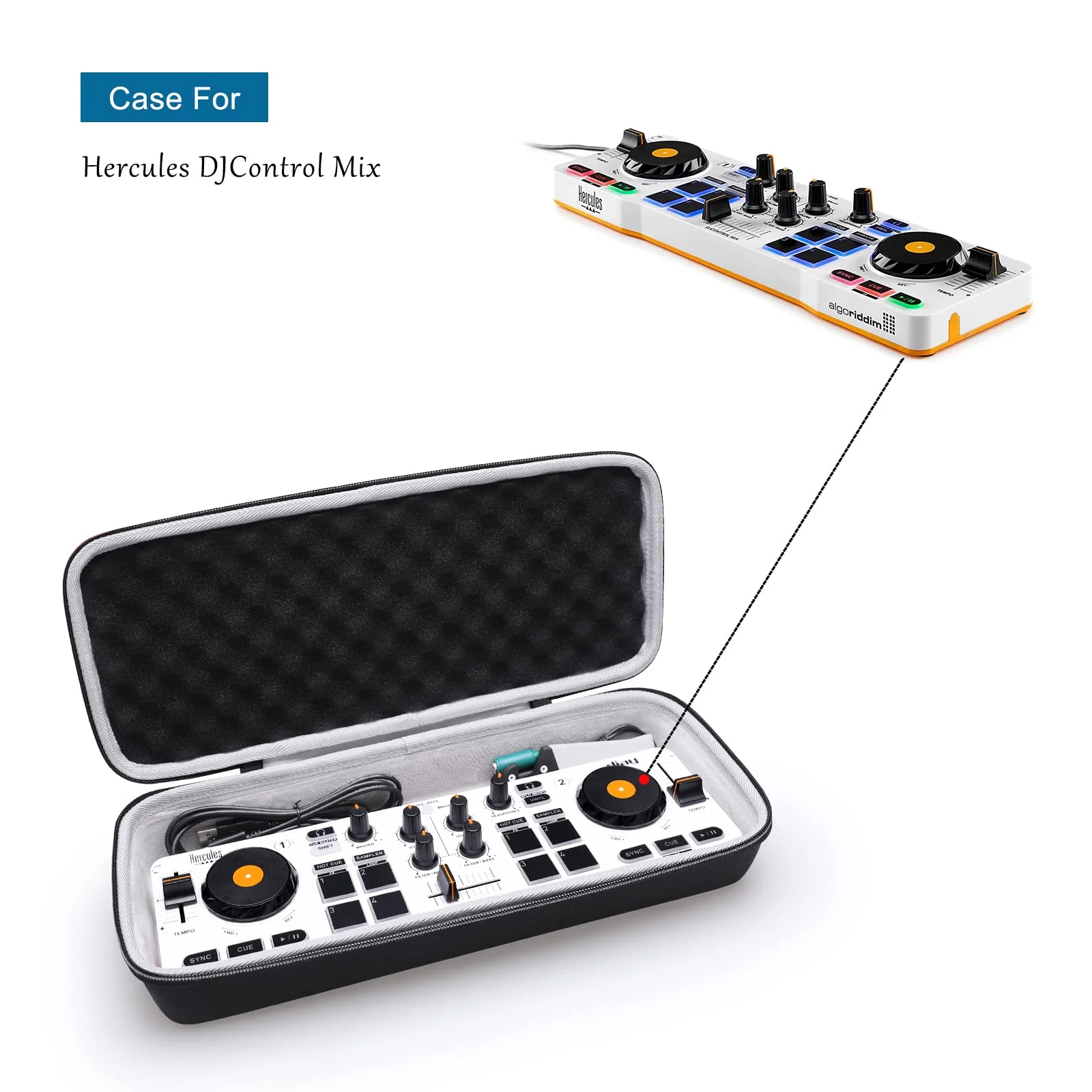 XANAD Hard Case for Hercules DJ Control Mix 2/1 or Hercules DJ DJControl Starlight Pocket USB DJ Controller - Carrying Storage Bag - Image 2