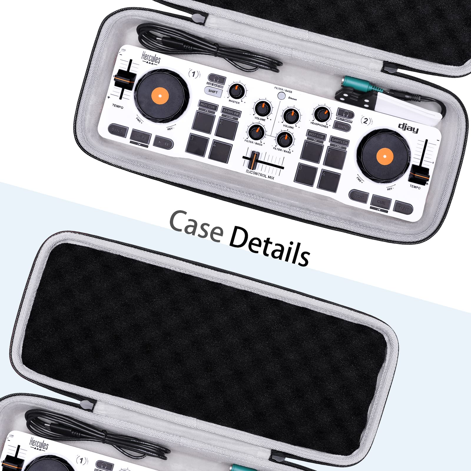 XANAD Hard Case for Hercules DJ Control Mix 2/1 or Hercules DJ DJControl Starlight Pocket USB DJ Controller - Carrying Storage Bag - Image 3