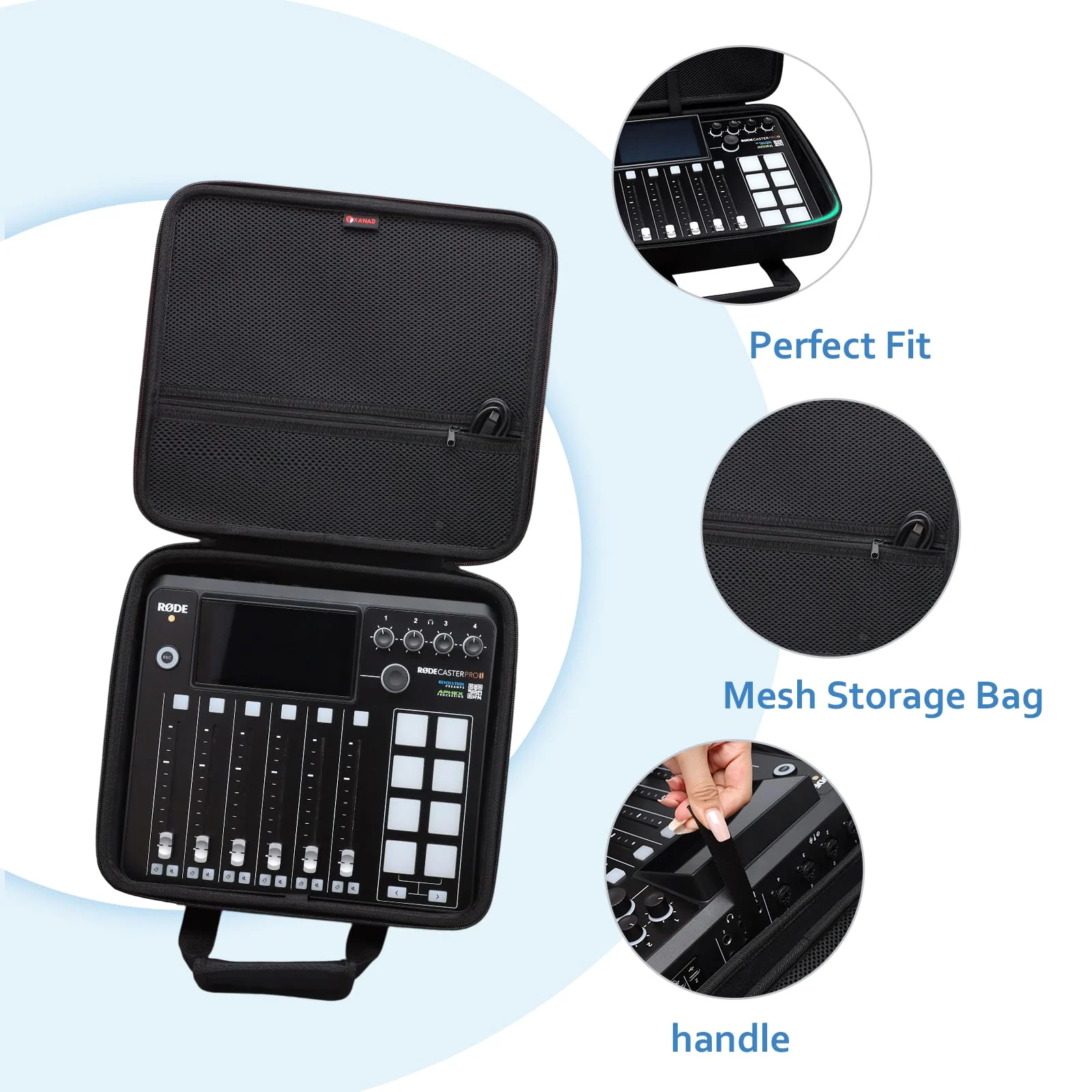 XANAD Hard Case for RØDE RØDECaster Pro II All-in-One Production Solution for Podcasting, Streaming, Music Production and Content Creation - Image 2