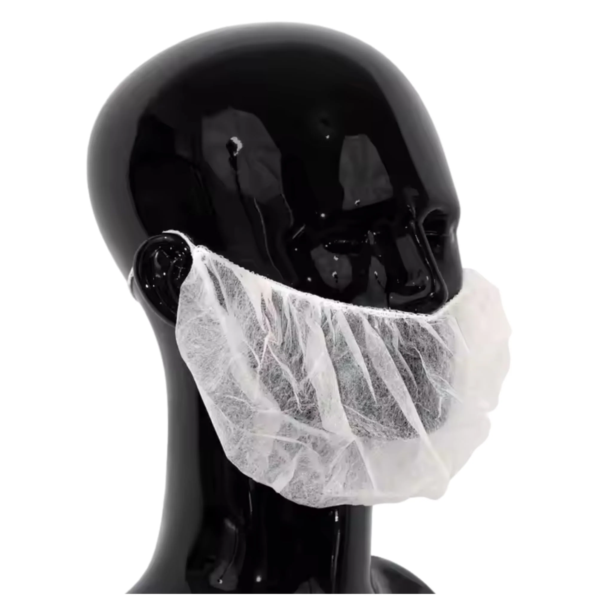 XARA - 100 x Disposable Beard Protection - White TNT Beard Cover (12 g) with Neck Strap - Breathable & Tear-Resistant - Hypoallergenic & Recyclable for Catering, Food Industry