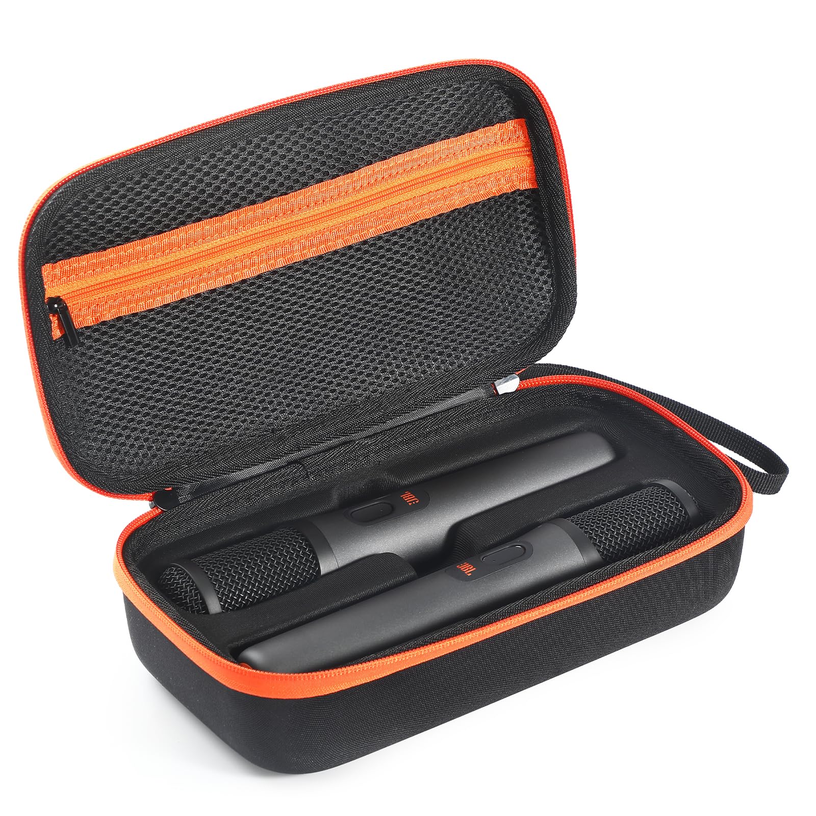 XBERSTAR Microphone Case for JBL Partybox Encore, Portable Organizer, Dual Mic Travel Case, Battery Version
