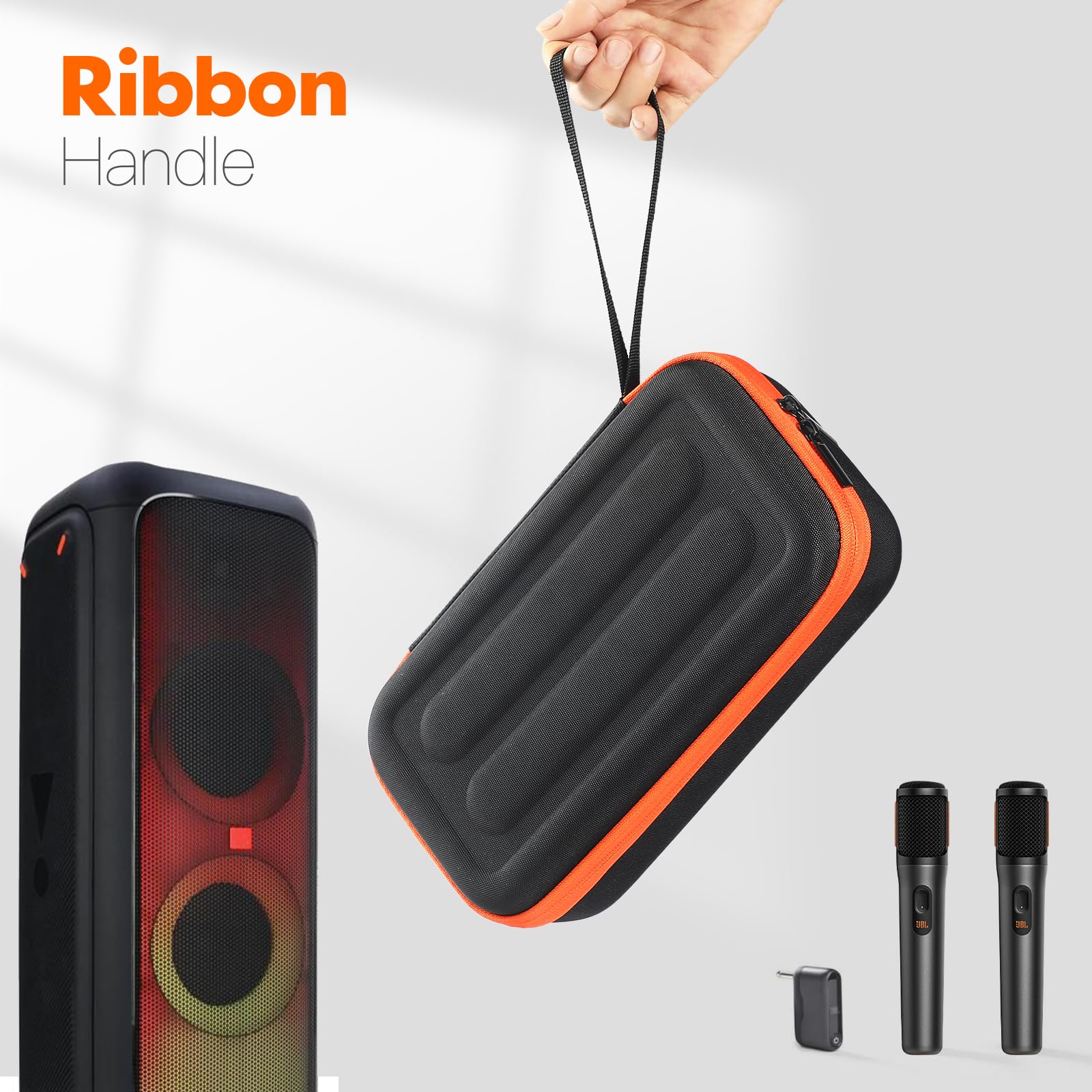 XBERSTAR Microphone Case for JBL Partybox Encore, Portable Organizer, Dual Mic Travel Case, Battery Version - Image 6