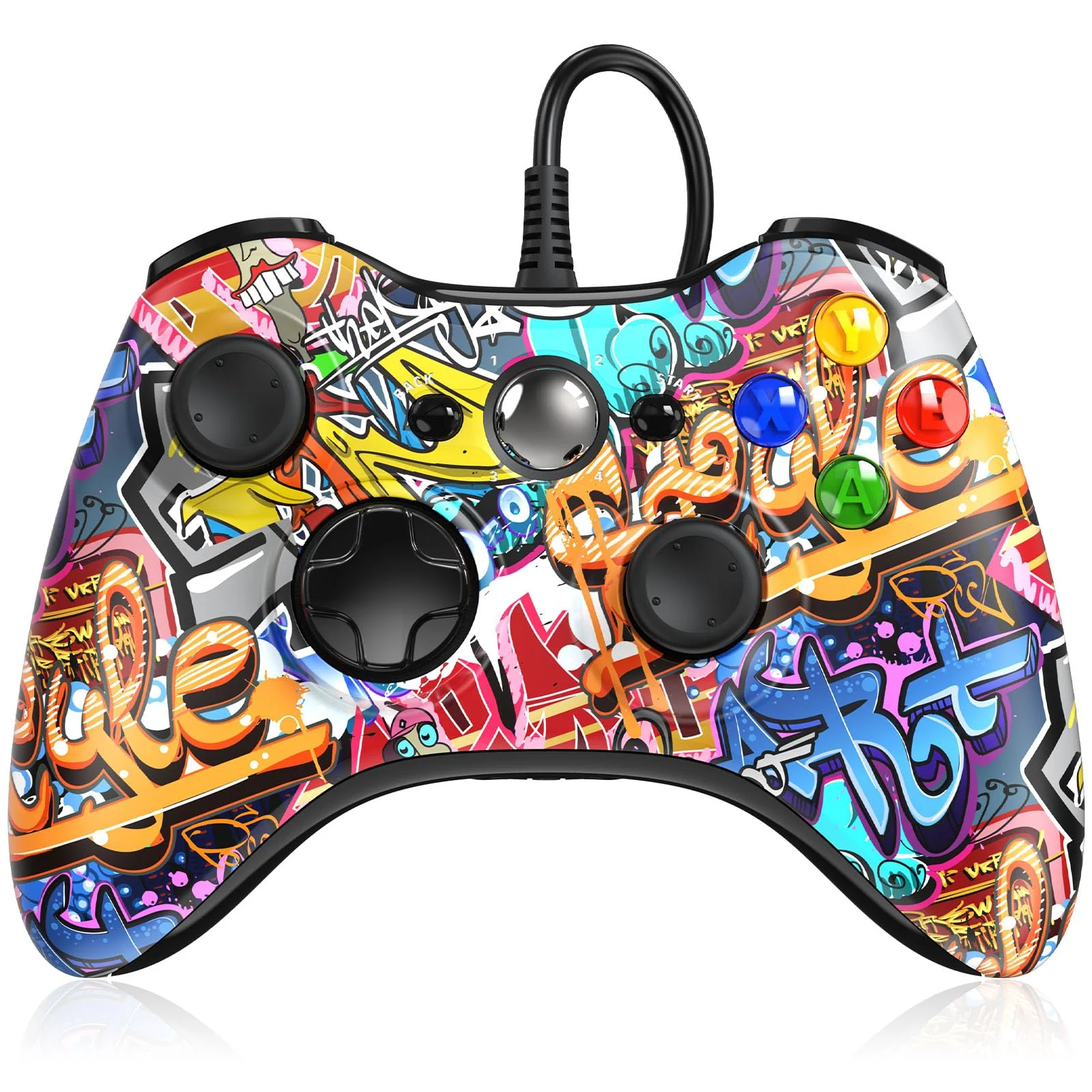 Xbox 360 Controller Wired, Xbox PC Controller, Compatible with Xbox 360/Xbox 360 Slim & PC Windows 11/10/8/7 Graffiti