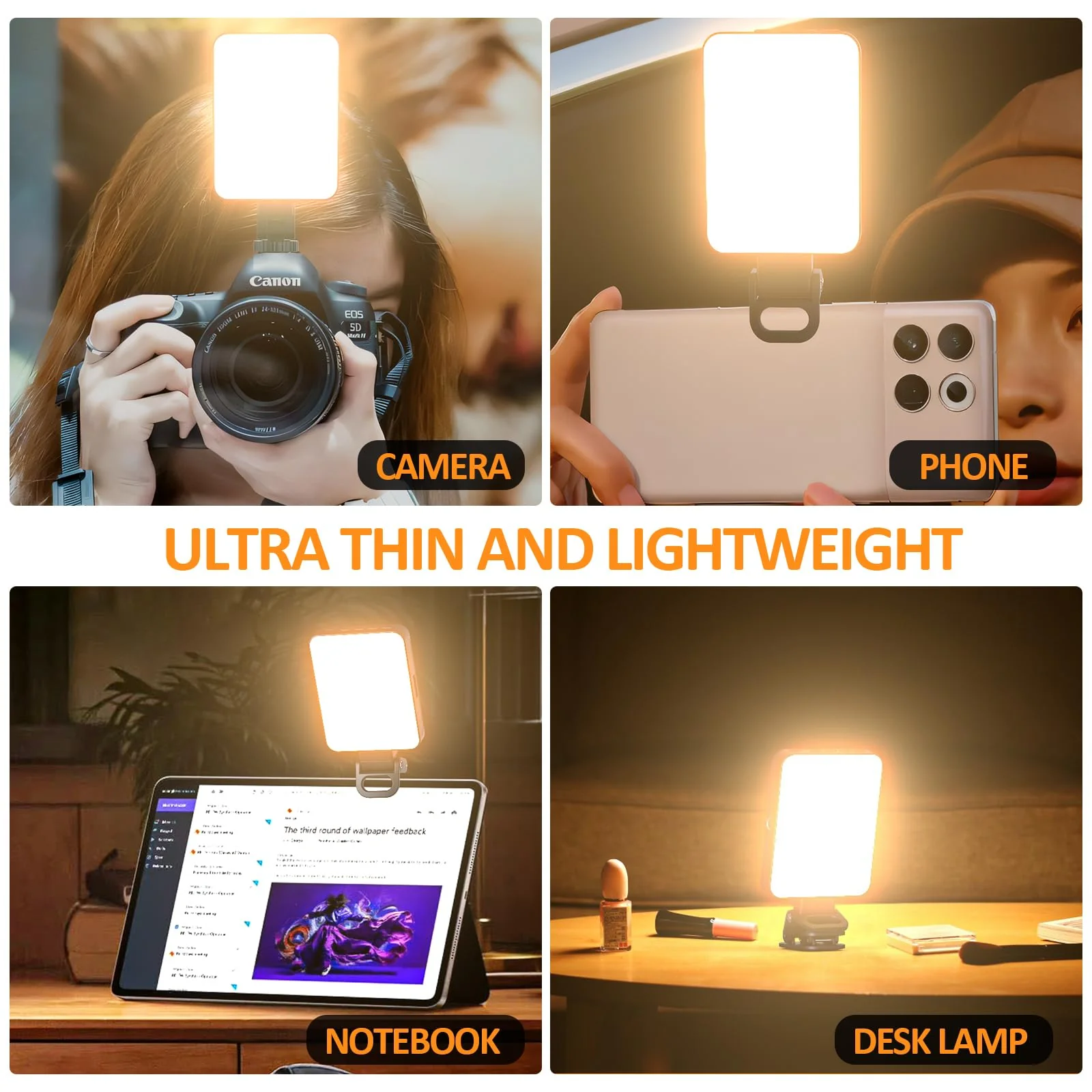 XINBAOHONG Rechargeable Clip Fill Video Conference Light, Magnetic Selfie Light for Phone Android Camera iPad Laptop 128 LED Phone Light for Makeup TikTok Selfie Vlog - Image 7