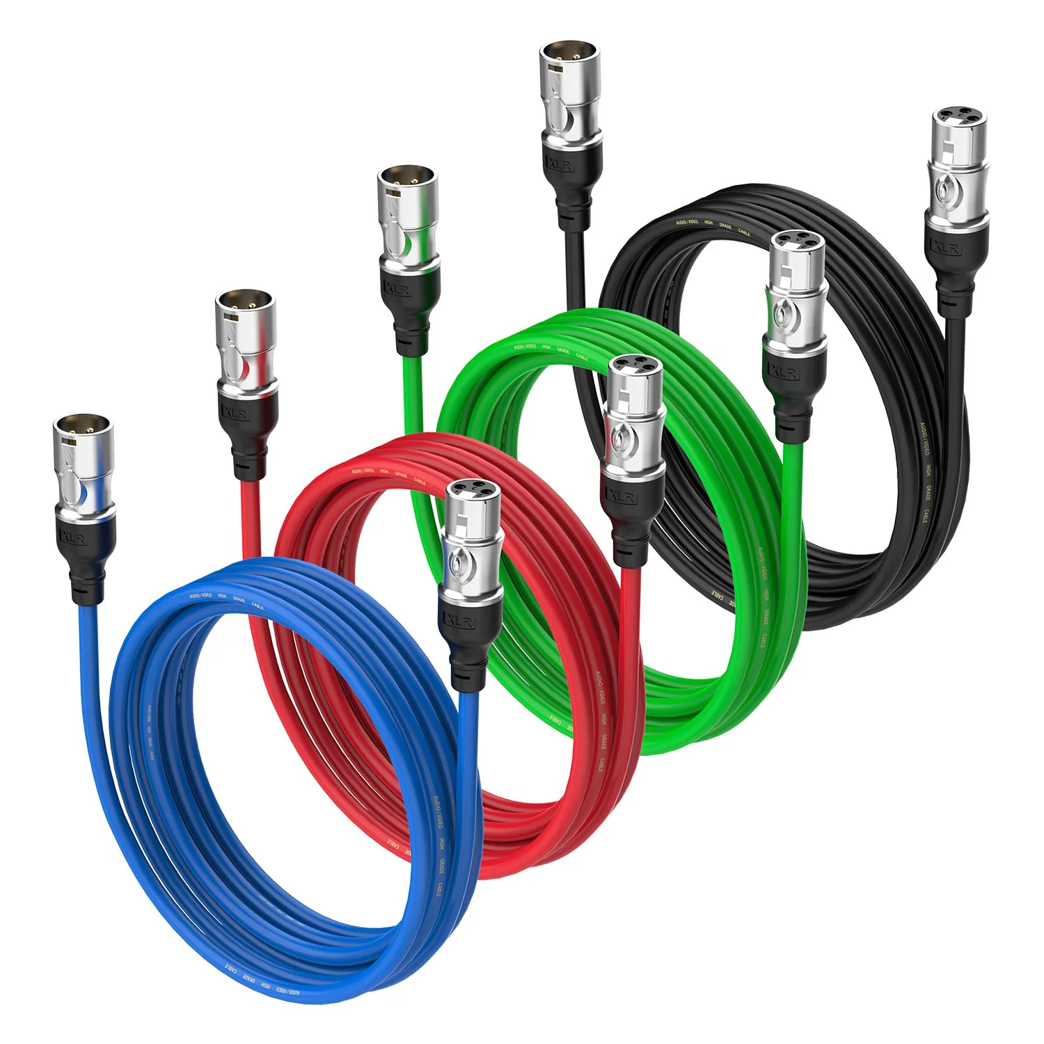 XLR 6ft Cables 4pack,Male to Female Gold-Plated 3 Pins Mic Cable for Recording Studio, Speaker,Home podecast,Recording Studios 4