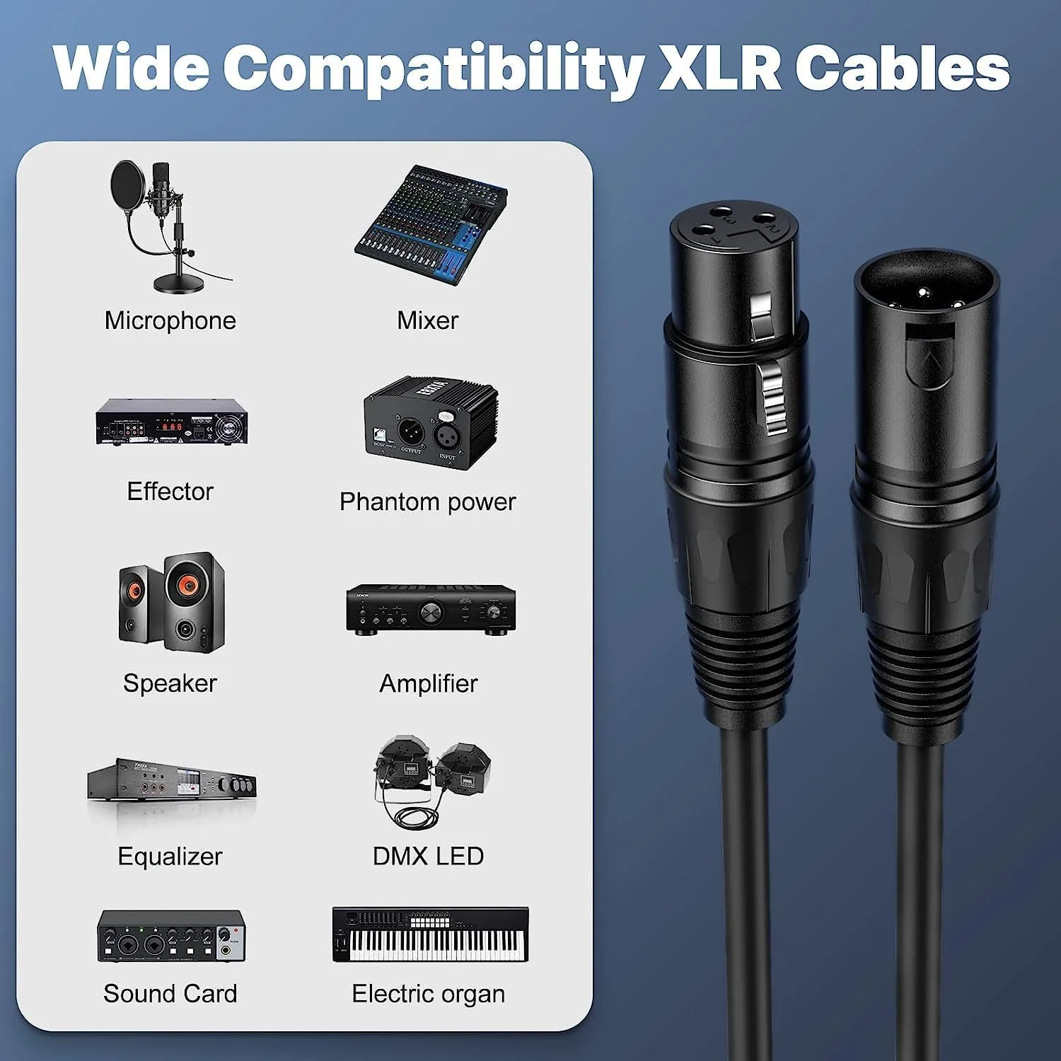 XLR Cable 1.5 Ft 6 Packs,Microphone Cables,Premium Balanced Microphone Mic Speaker Cable with 3-Pin XLR Male to Female DMX Cable,Black 1.5 Feet-6 Pack Black - Image 4