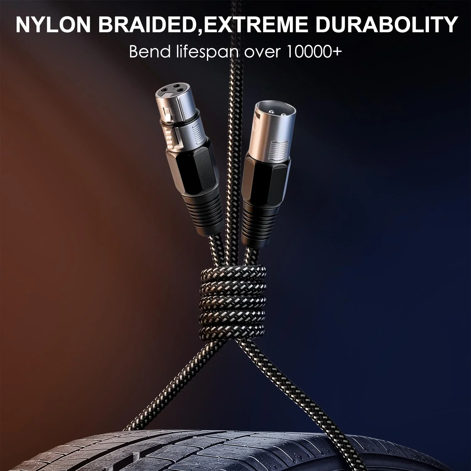 XLR Cable 50 FT, Microphone Cable 3 Pin Nylong Braided Balanced XLR Male to Female Heavy Duty Mic Patch Cords (Pure Copper Conductors) 50FT 1 - Image 2