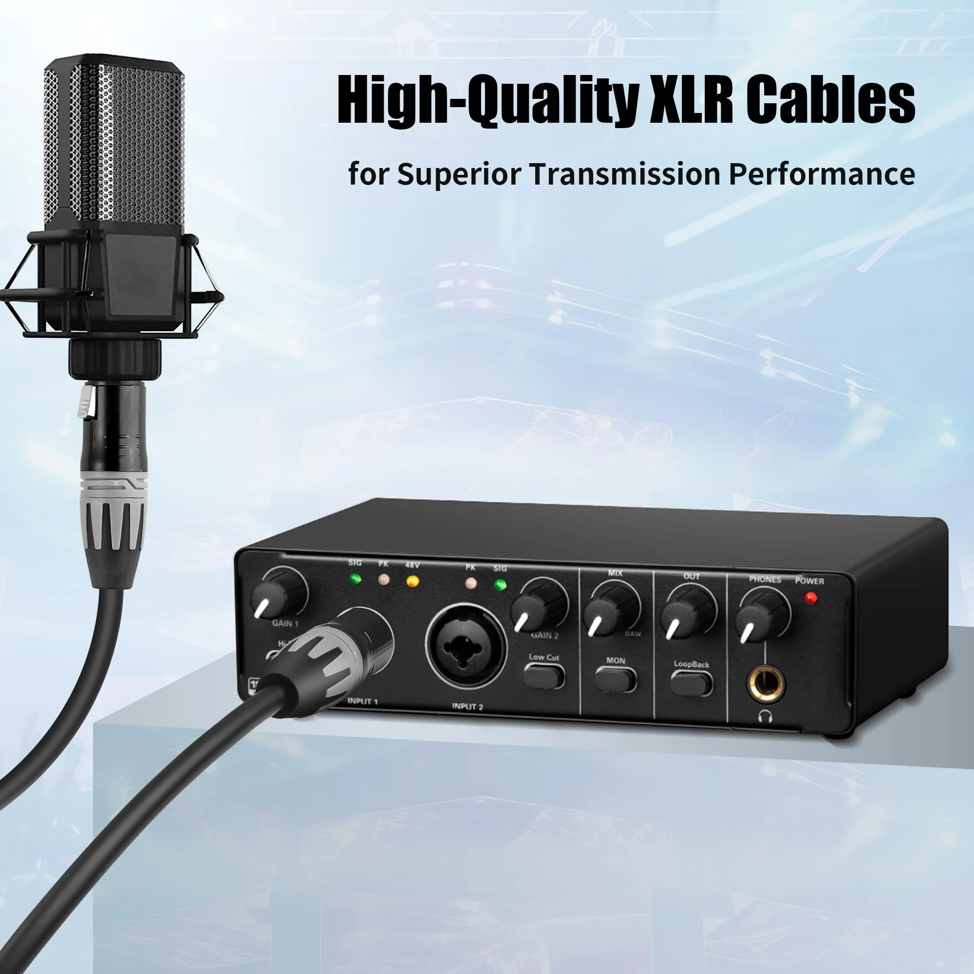 XLR Cables 1 Foot,3-Pin XLR Male to Female Microphone Cables,Pro Grade 22 AWG (OFC) Balanced XLR Short cables- 2 Pack 1 Feet - Image 7