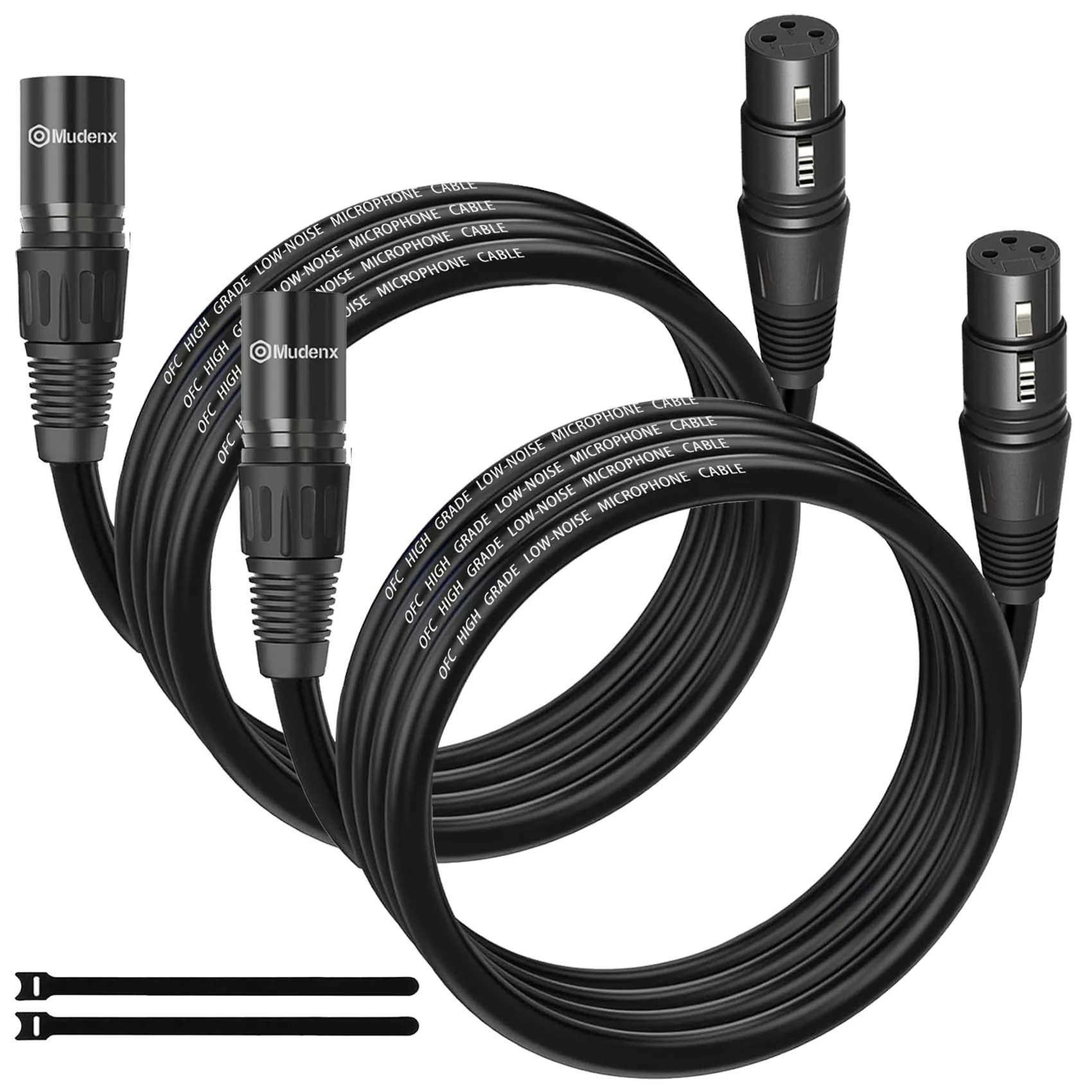 XLR Cables 10Ft 2 Pack,Microphone Cable Male to Female 3 Pin,Durable Shielded and Premium Balanced XLR Patch Cord 10Feet