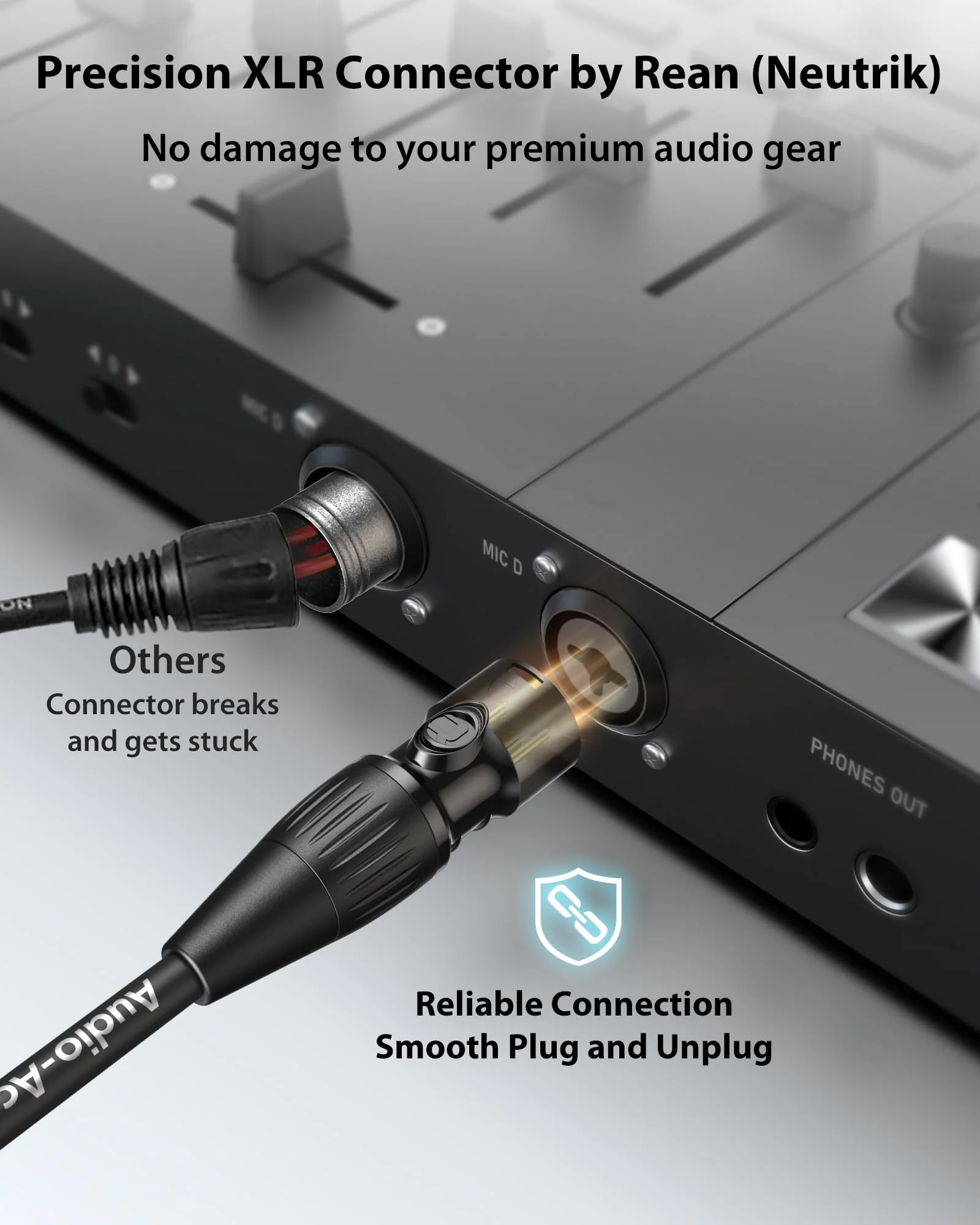 XLR Cables 10ft 2 Pack [Neutrik Connectors] Kevlar-Reinforced Ultra Durable Nylon Braided XLR Microphone Cable, Mic Cable, Shielded and Balanced XLR Male to Female Cord Black - Image 3