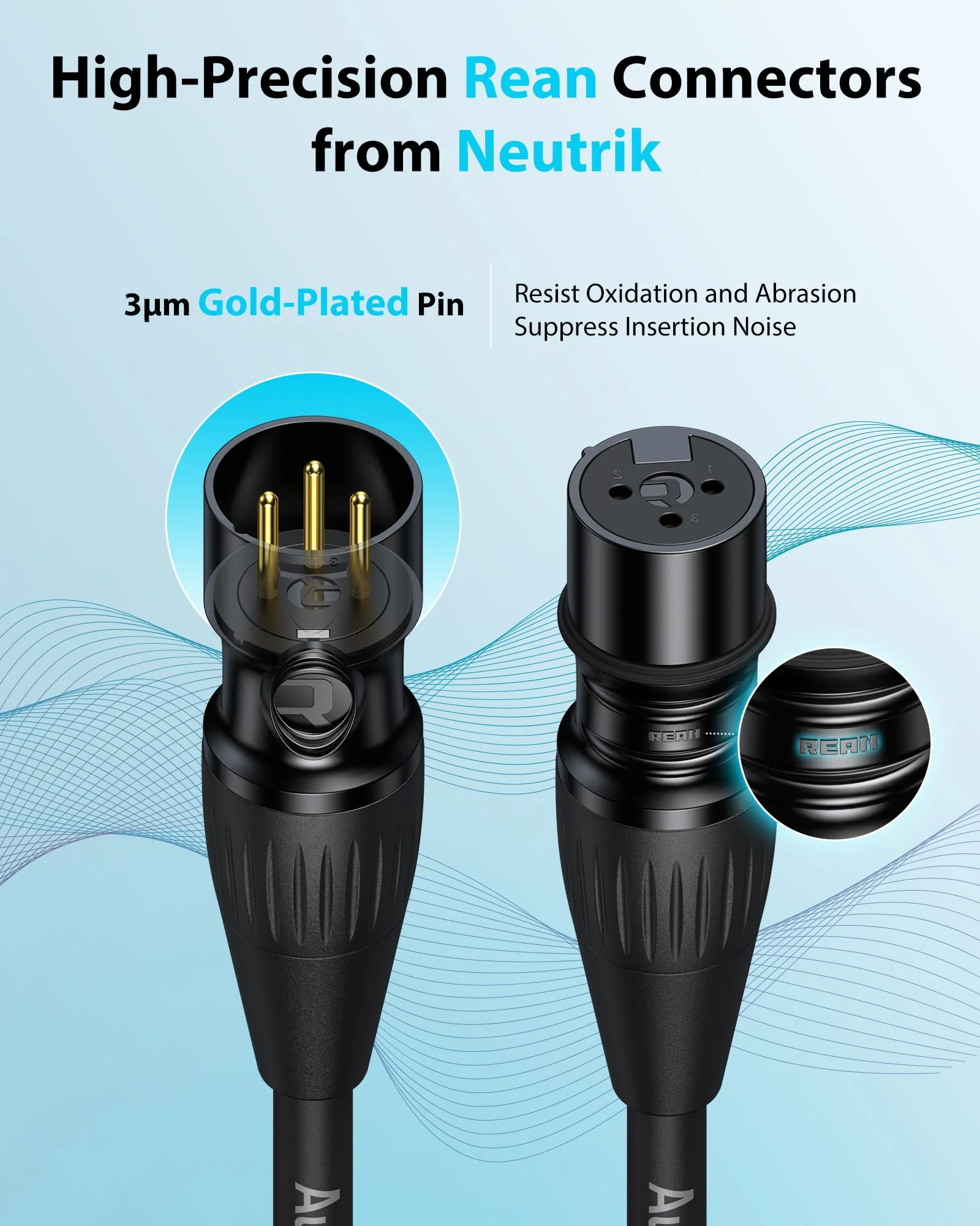 XLR Cables 10ft 2 Pack [Neutrik Connectors] Kevlar-Reinforced Ultra Durable Nylon Braided XLR Microphone Cable, Mic Cable, Shielded and Balanced XLR Male to Female Cord Black - Image 9