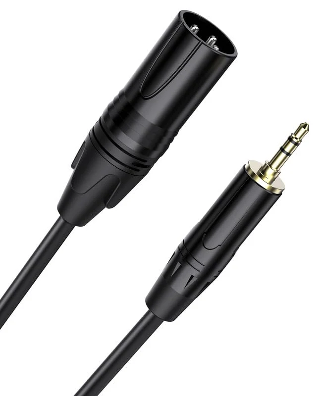 XLR Cables 25 ft XLR to 3.5mm 1/8 inch TRS Mic Cable 3.5mm to XLR Microphone Cable, TRS to XLR Mic Cord Compatible with iPhone, iPod, MP3 Player, Laptop, Recorder and more-25 Feet 25FT (7.6m) xlr to 1/8 (3.5mm) Black