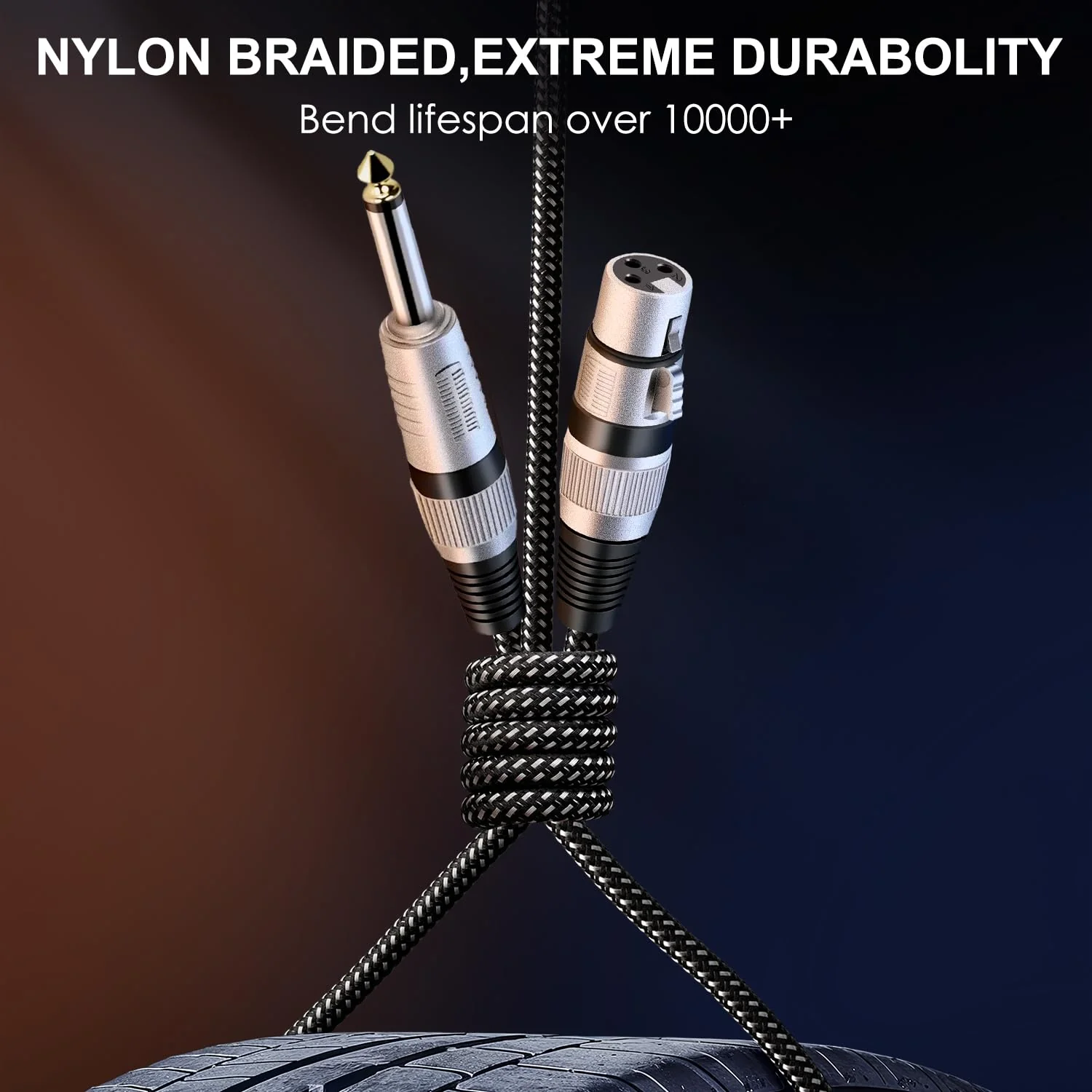XLR Female to 1/4 Inch TS Cable 20 FT, Nylong Braided XLR 3 Pin Female to 6.35mm TS Male Unbalanced Interconnect Wire Mic Cord for Dynamic Microphone (Pure Copper Conductors) 20FT - Image 2