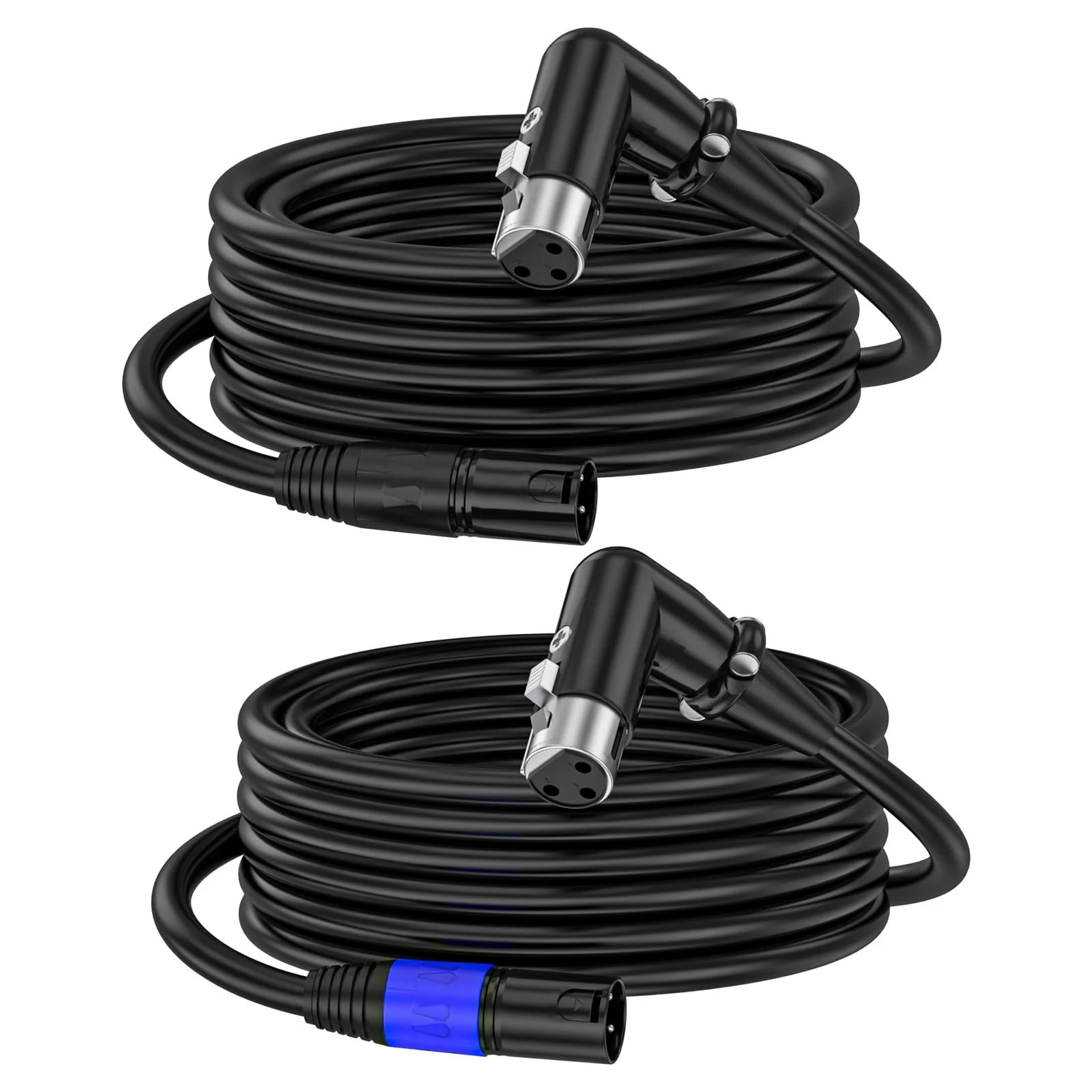 XLR Right-Angle Female to Straight Male Microphone Extension Cable, 90-Degree Female to Straight Male Balanced Cord 3-Pin to 3-Pin, -6.6ft 2Pack 2 6.6FT-XLR Right-Angle Female
