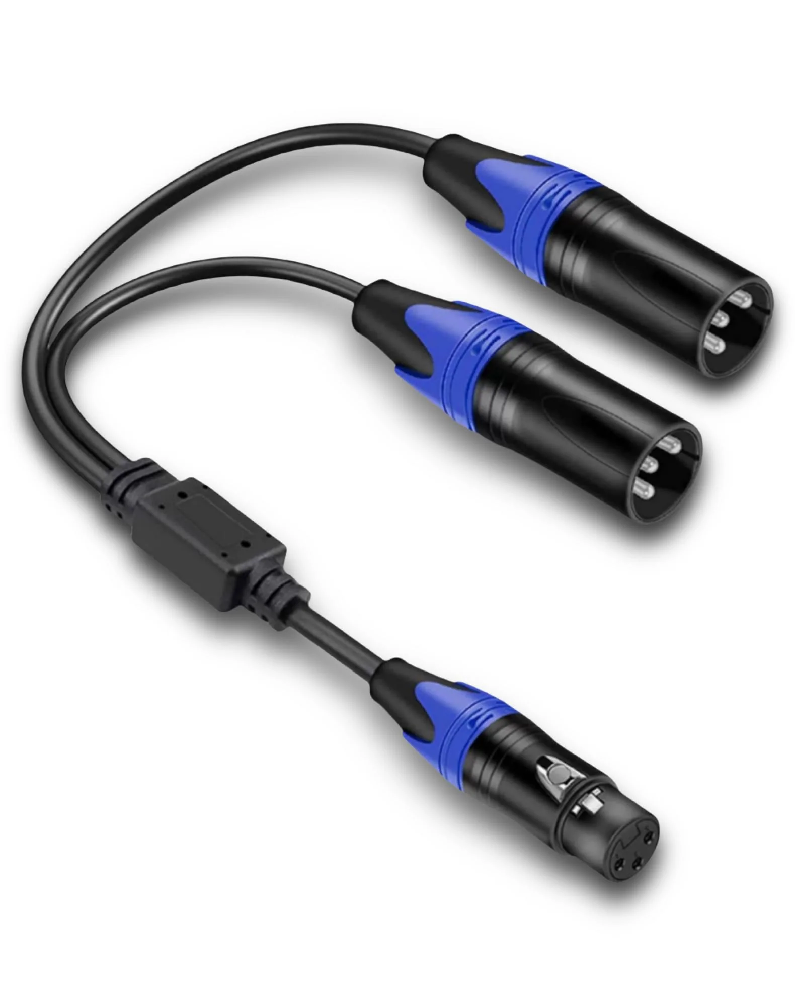 XLR Splitter Female to 2 Male Cable, XLR Microphone Cable, XLR Y Splitter Cable 1 Female 2 Male, 3 PIN XLR Jack to 2 XLR Plugs Adaptor Cord, 3,3 Foot, Blue