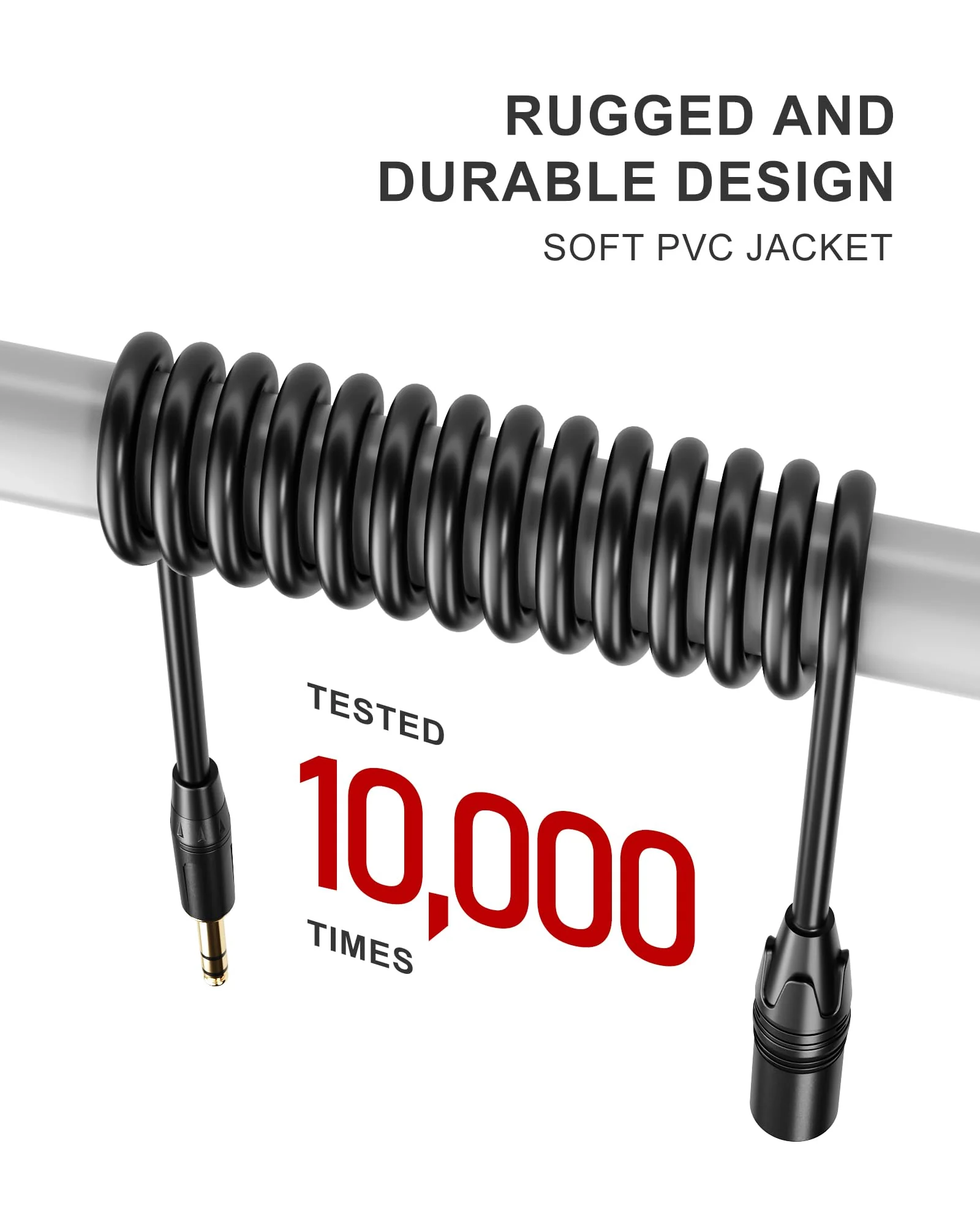 XLR to 1/4 Microphone Cable 15 FT 6.35mm TRS to XLR Male,1/4 to XLR Quarter Inch TRS to XLR Balanced Interconnect Mic Cord Patch Cable for Recording Speaker Amplifier Mixer 15FT(4.6m) xlr to 1/4 (6.35mm) Black - Image 7
