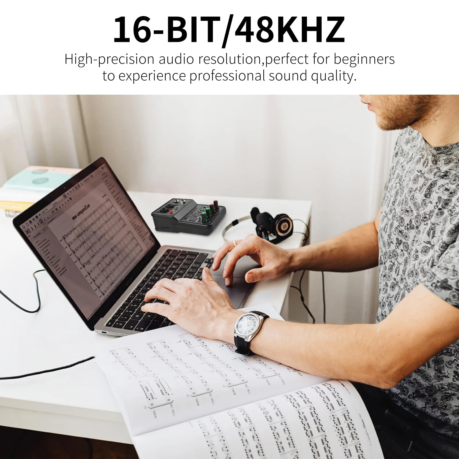 XTUGA USB Audio Interface for PC,Interface for Recording Music Computer Recording Audio Interface XLR with 3.55m Microphone Jack, USB Sound Card for Recording Studio, Ultra-low Latency Plug&Play, Q-12 - Image 2