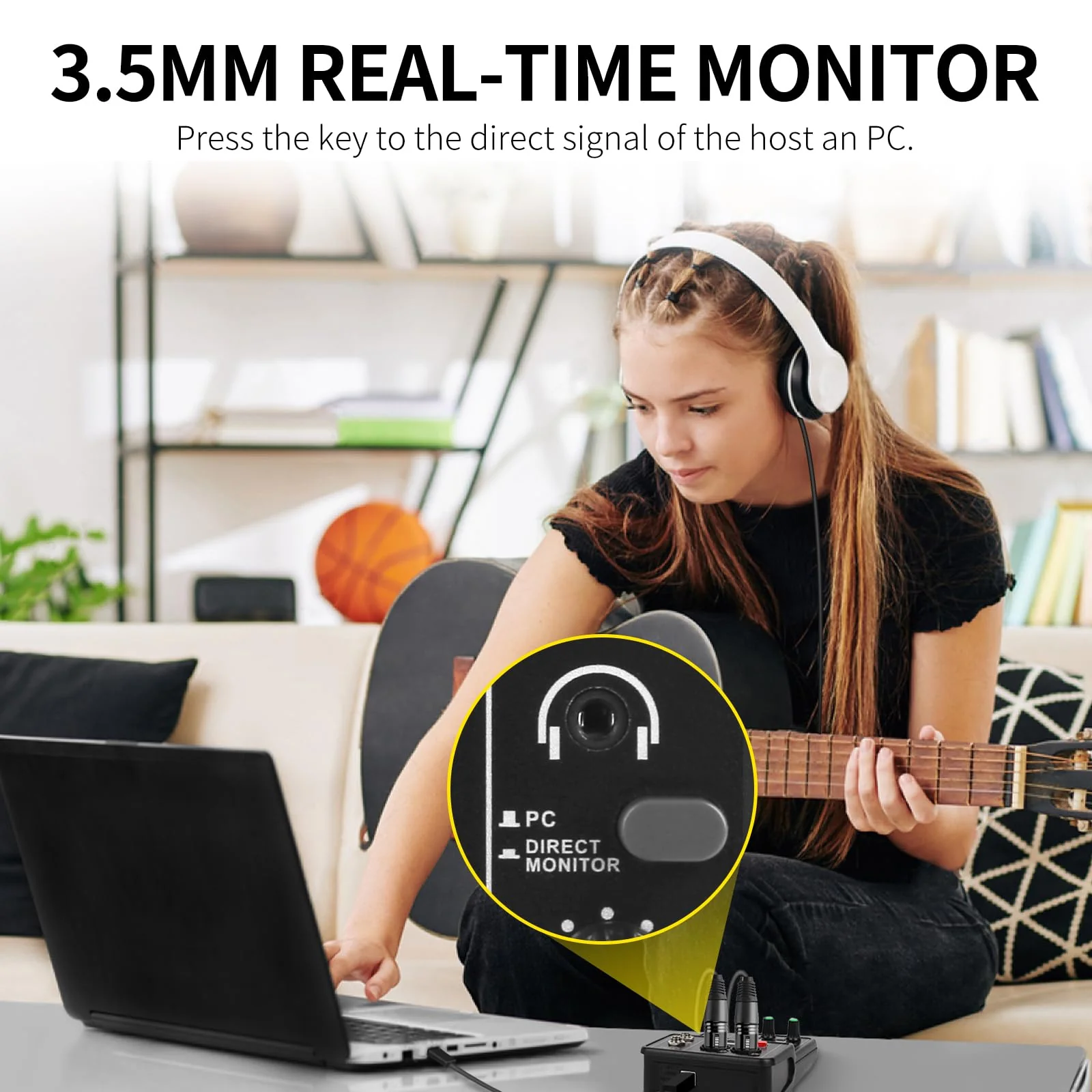 XTUGA USB Audio Interface for PC,Interface for Recording Music Computer Recording Audio Interface XLR with 3.55m Microphone Jack, USB Sound Card for Recording Studio, Ultra-low Latency Plug&Play, Q-12 - Image 4