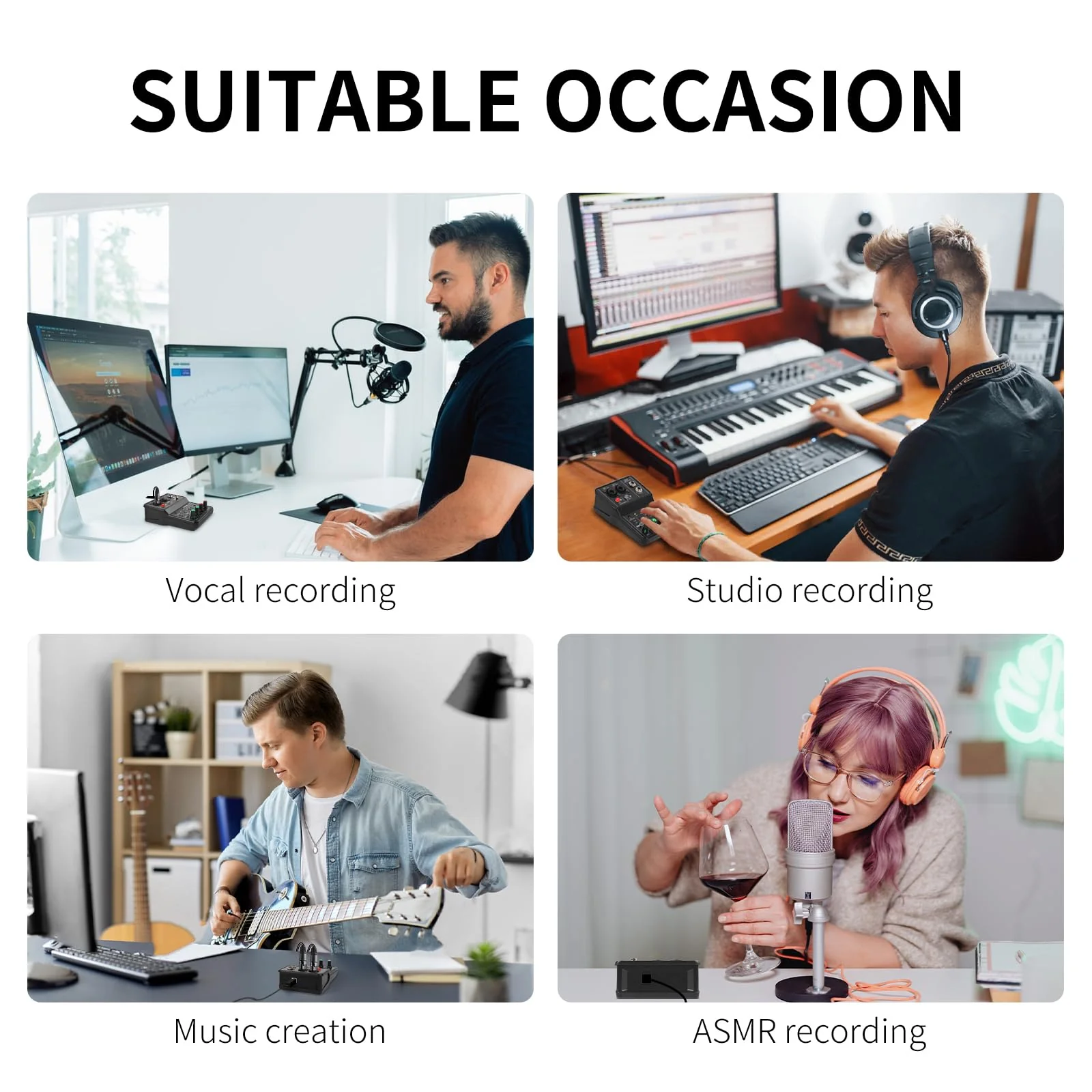 XTUGA USB Audio Interface for PC,Interface for Recording Music Computer Recording Audio Interface XLR with 3.55m Microphone Jack, USB Sound Card for Recording Studio, Ultra-low Latency Plug&Play, Q-12 - Image 8