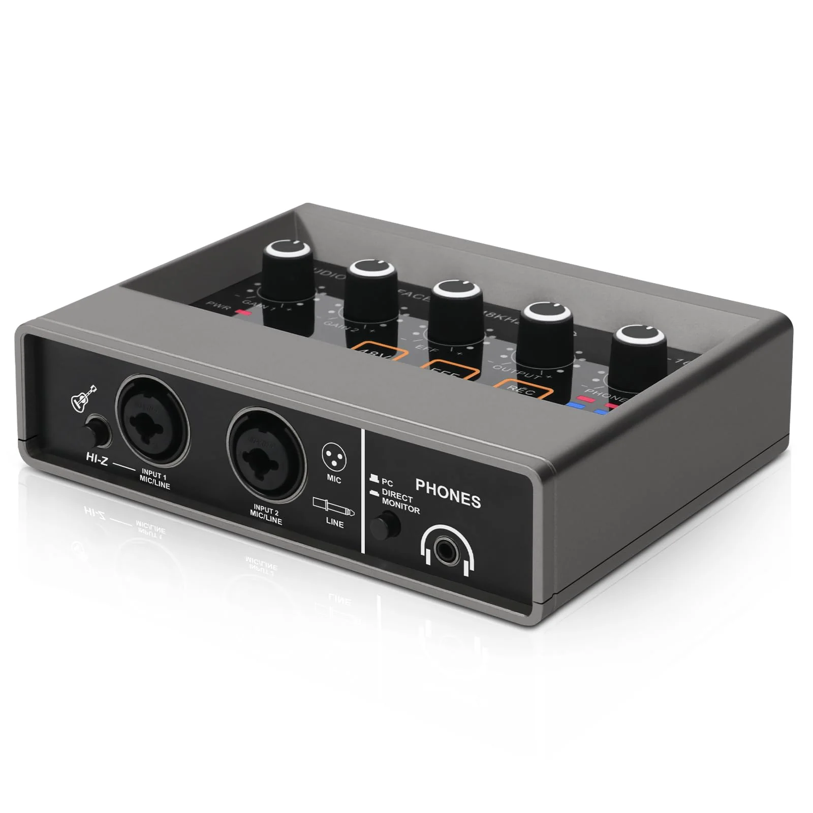 XTUGA USB Audio Interface for PC with Touch Model 16 bit/48 kHz, DSP Effect, 48V Phantom Power XLR Audio Interface for Recording Music, Live Streaming, Q-16