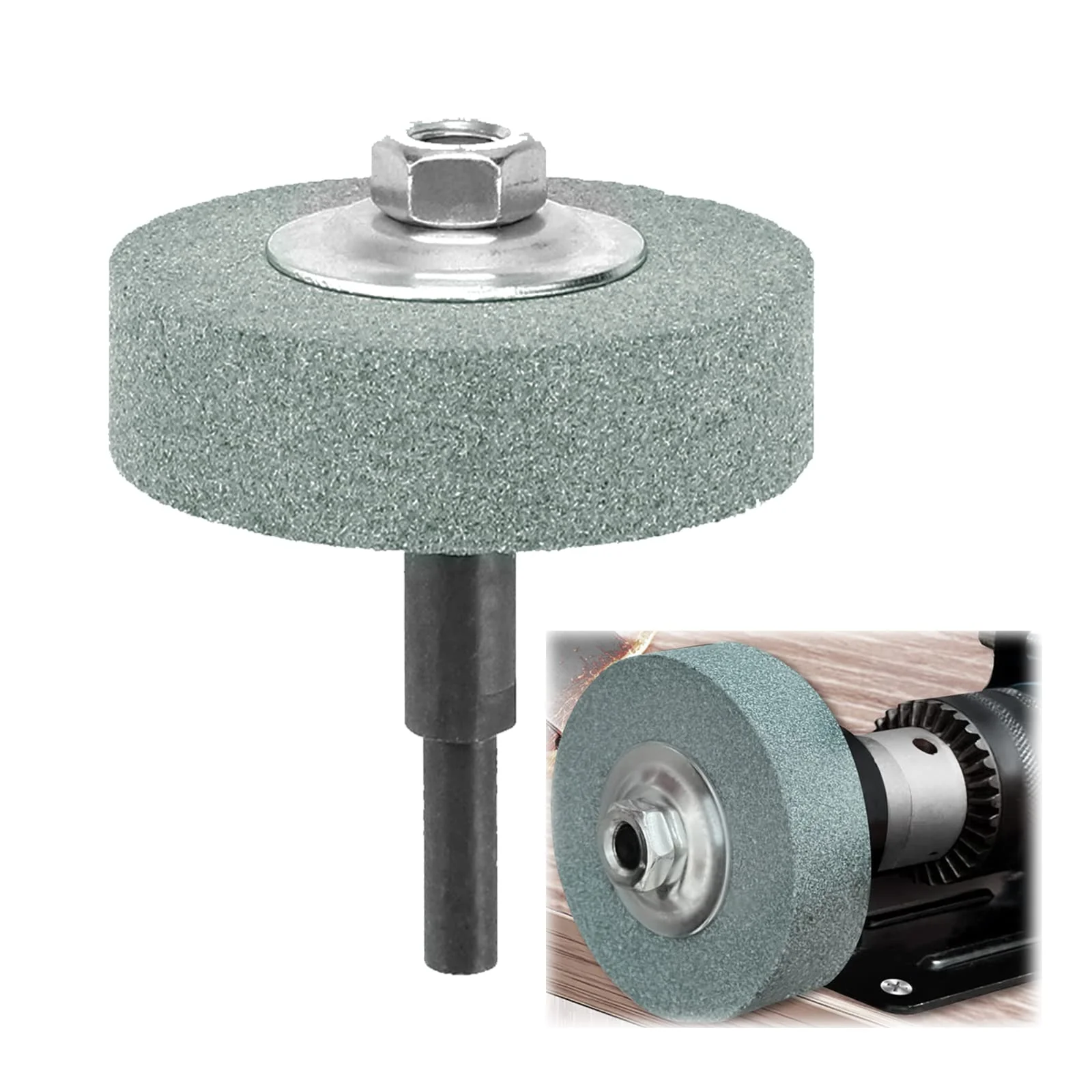 XZEIT Grinding Wheel Adapter and Grinding Stone for Drill, Metal Grinding Head, Convert Electric Drill to Grinder, 75mm OD 10mm Inner Diameter Green