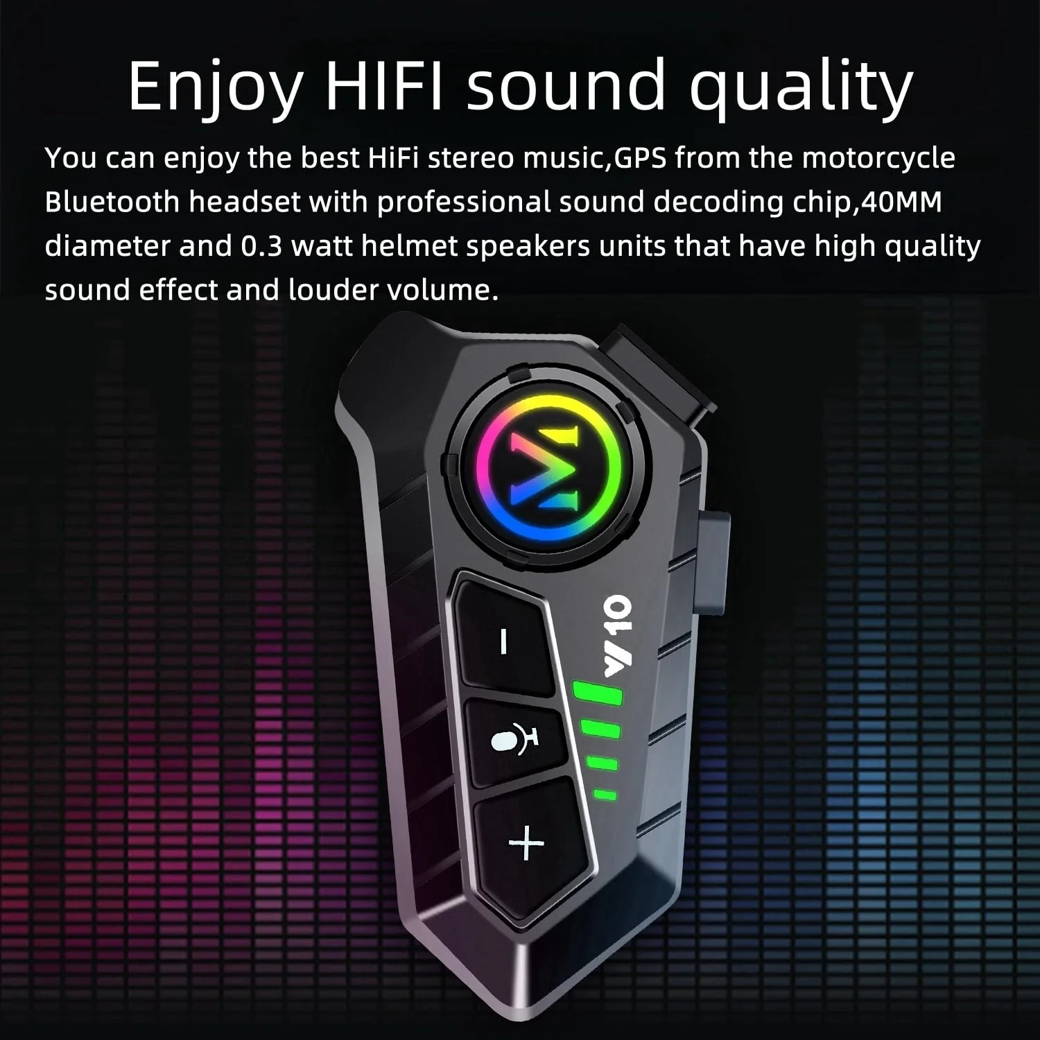 Y10 Motorcycle Helmet Bluetooth Headset with HIFI Stereo Sound,Noise Reduction,1000mAh Battery,Helmet Bluetooth Headset Speakers with RGB,IPX6 Waterproof,Hand Free,Easy Set Up - Image 2