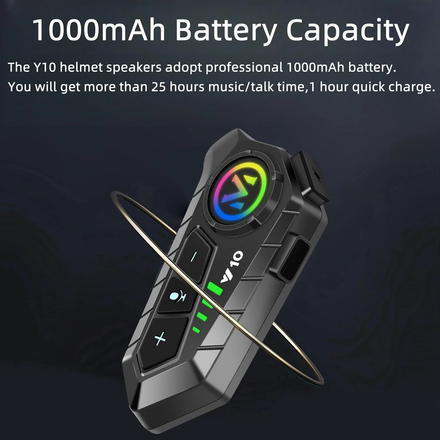 Y10 Motorcycle Helmet Bluetooth Headset with HIFI Stereo Sound,Noise Reduction,1000mAh Battery,Helmet Bluetooth Headset Speakers with RGB,IPX6 Waterproof,Hand Free,Easy Set Up - Image 3