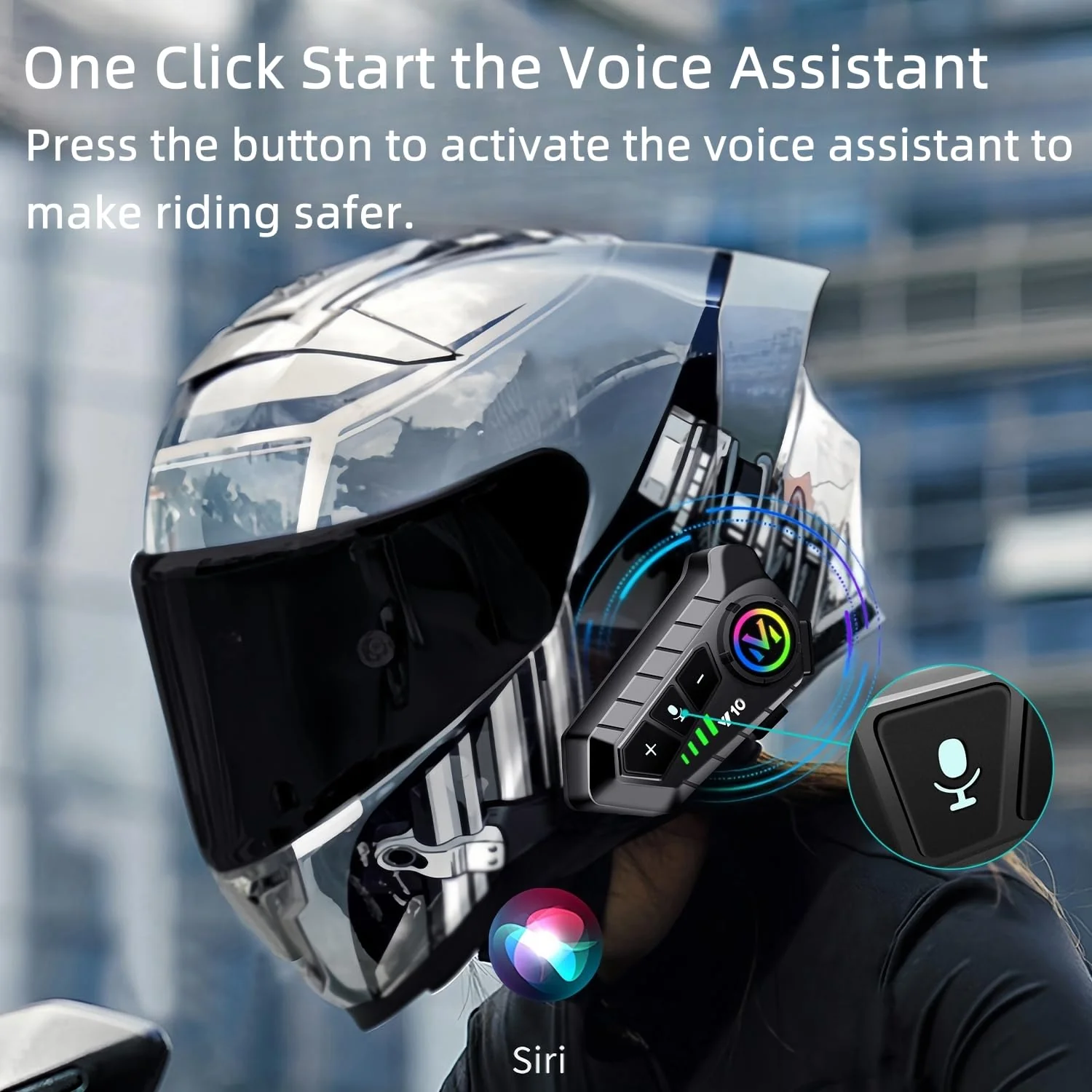 Y10 Motorcycle Helmet Bluetooth Headset with HIFI Stereo Sound,Noise Reduction,1000mAh Battery,Helmet Bluetooth Headset Speakers with RGB,IPX6 Waterproof,Hand Free,Easy Set Up - Image 5