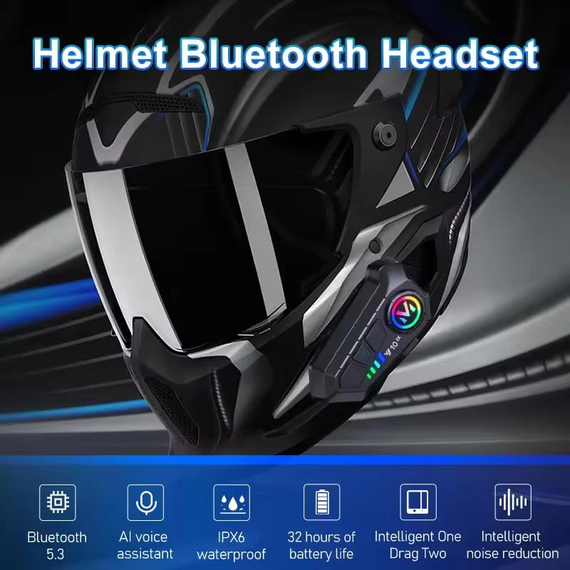 Y102X Helmet Talk Motorcycle Helmet Headset, Wireless Helmet Intercom for 2 People to Talk, with CVC Noise Reduction Music Control Response, Bluetooth Headset speaker for motorcycle helmet intercom - Image 5