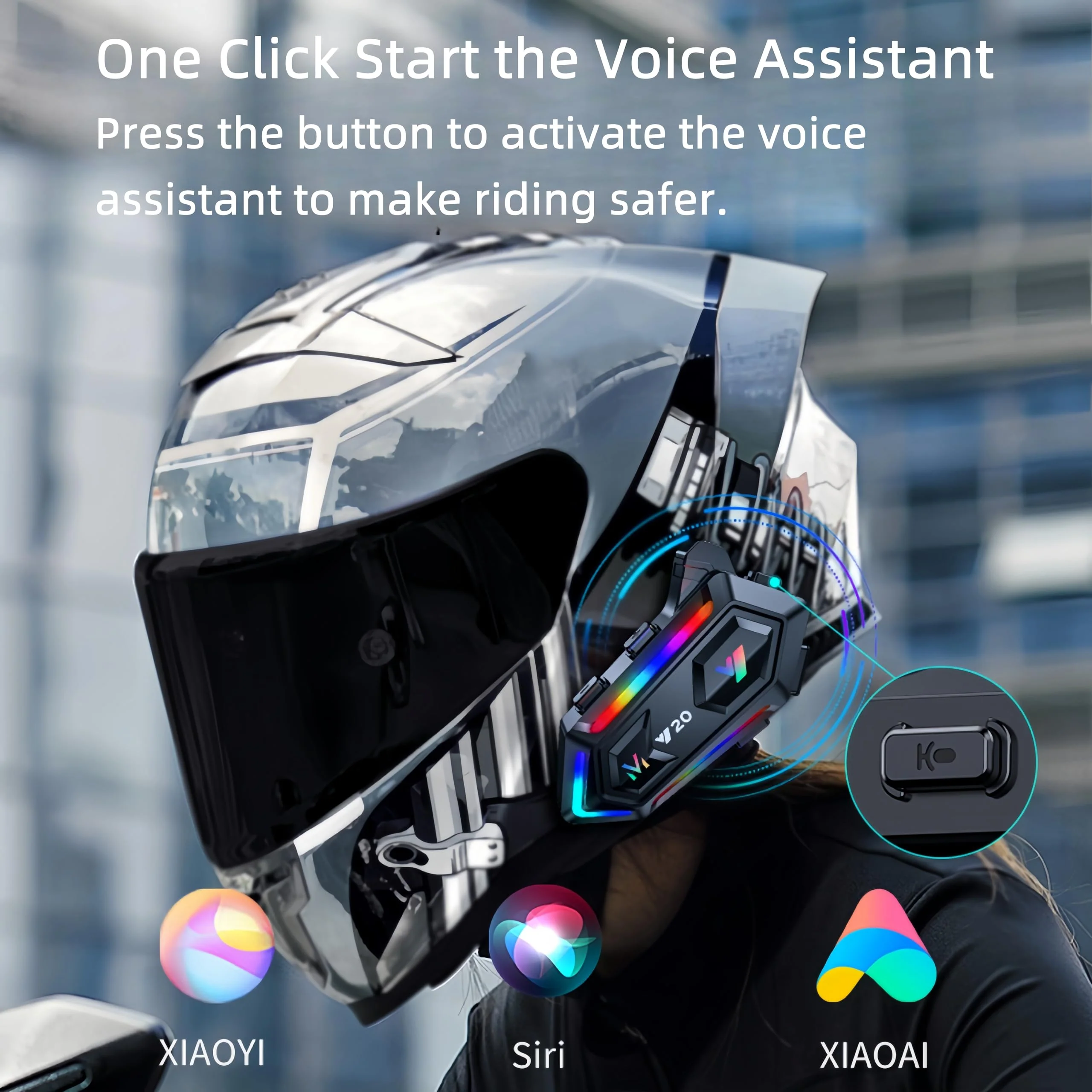 Y20 Motorcycle Helmet Bluetooth Headset with HIFI Sound,Noise Reduction,1000mAh Battery,Helmet Bluetooth Headset Speakers with RGB,IPX6 Waterproof,Hand Free,Easy Set Up - Image 5