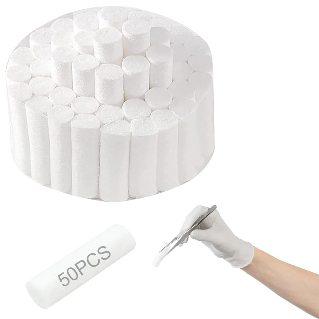 YAYNO Pack of 50 Nosebleed Stoppers Nose Stoppers Nampons Against Nosebleeds Absorbent Cotton Rolls Soft Gauze Rolls Stop Plugs for Bloody Nose Teeth Mouth