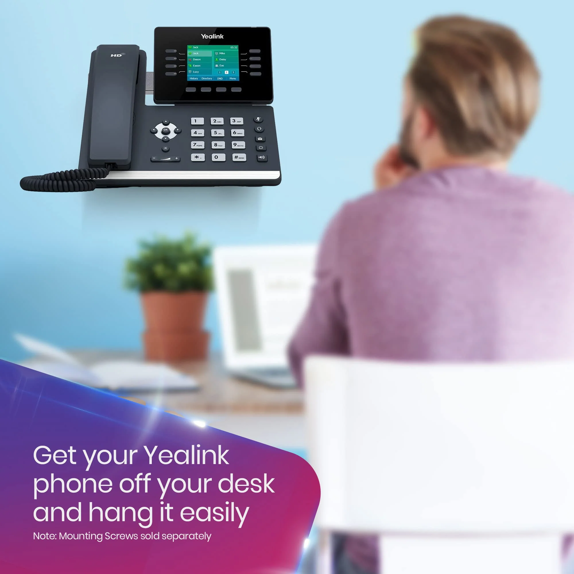 Yealink Wall Mount Bracket for Yealink T48 IP Phones Series - Compatible with Yealink SIP-T48S, T48G, T48U with Global Teck Microfiber Cloth Yealink Wall Mount Bracket for SIP-T48S - Image 3