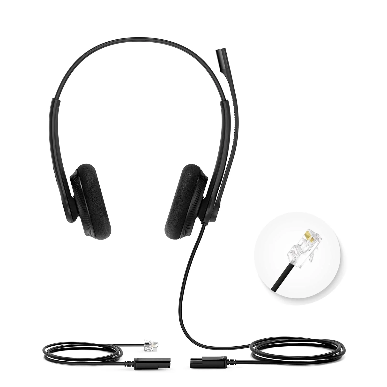 Yealink YHS34 Lite Dual Telephone Headset with RJ9 Jack Phone Headset with Microphone Noise Canceling, Compatible Poly Snom Desk Landline Phones (2.1m Cable) YHS34 Dual - RJ9 Headset Sponge Earpad