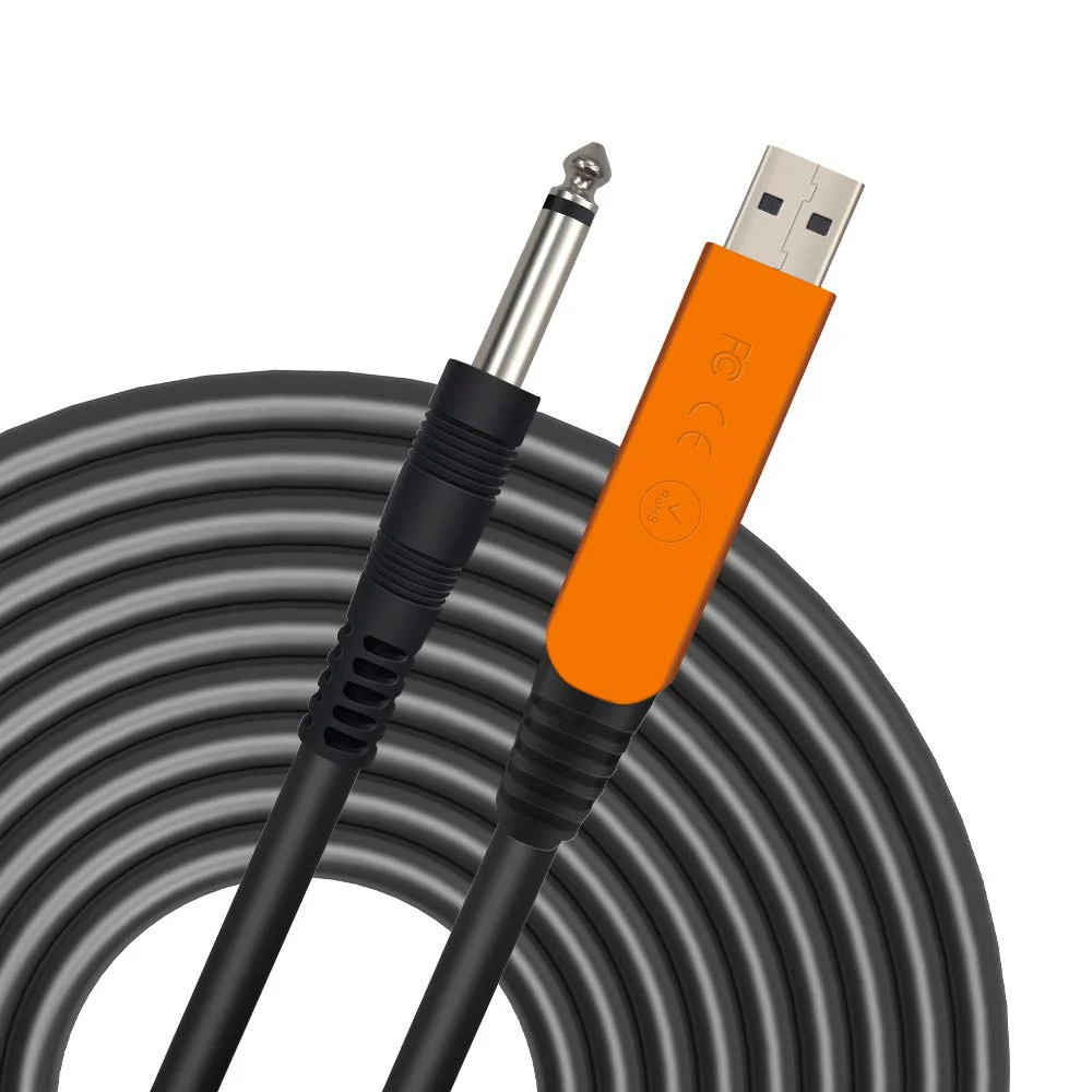 YESPURE USB Guitar Cable 10Ft, USB Guitar Interface Male to 6.35mm 1/4 inch Gold-Plated TS Mono Plug,Recording Cable Compatible with PC, Mac, Xbox, PS4, PS3,PS2 Black 2