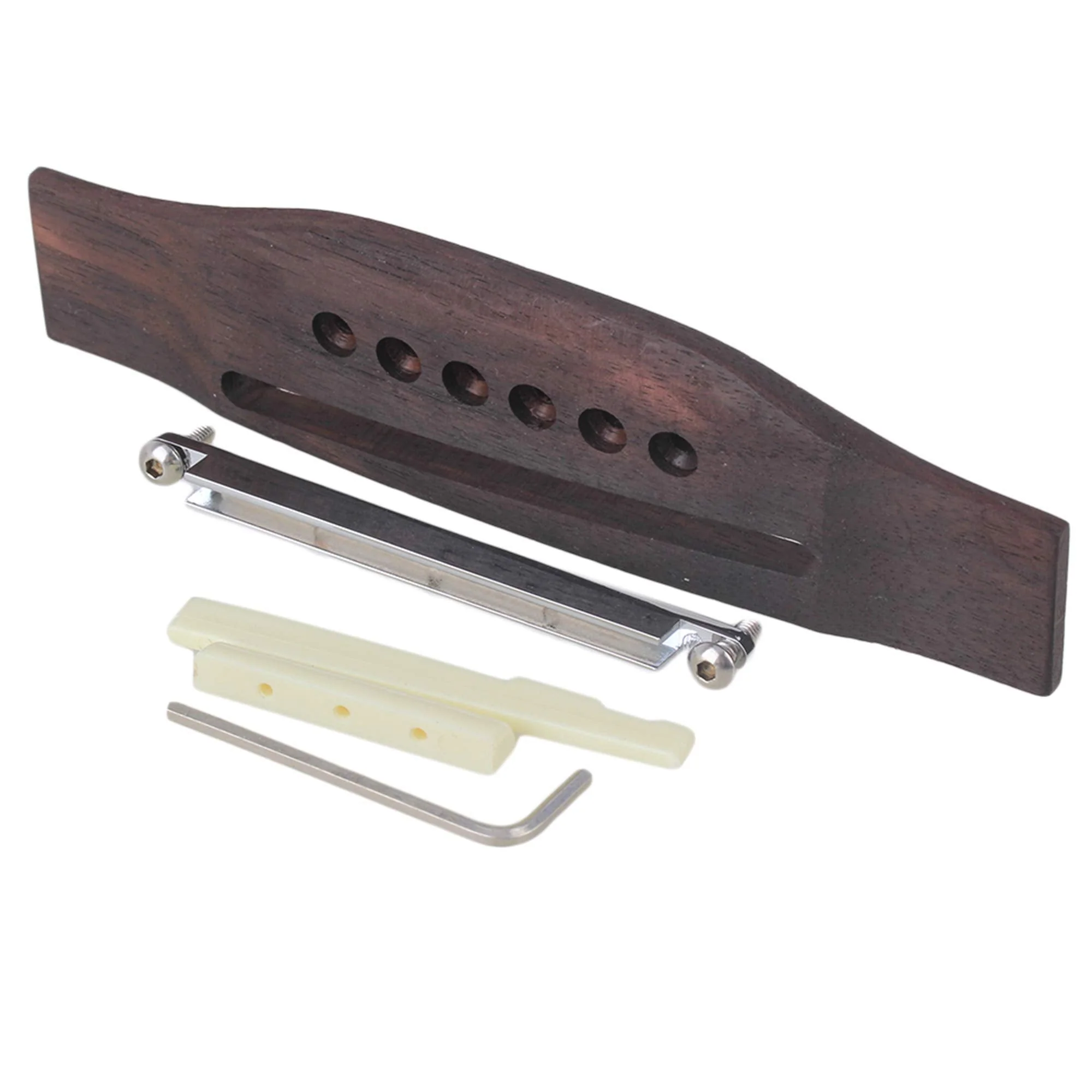 Yibuy 6 String Acoustic Guitar Rosewood Bridge & Saddle Nut & Adjustable Shaft Set