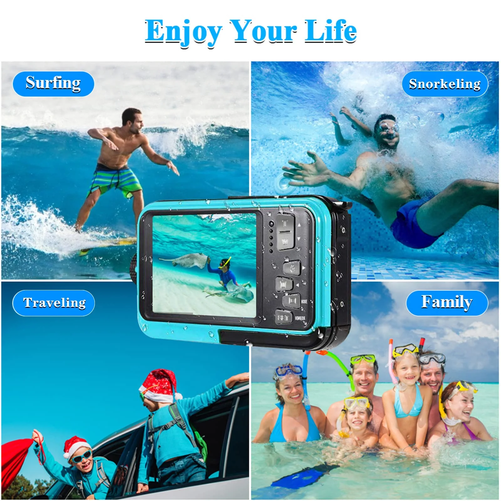 YISENCE Waterproof Digital Camera Underwater Camera Full HD 2.7K 48 MP Video Recorder Selfie Dual Screens 16X Digital Zoom Flashlight Waterproof Camera for Snorkeling (DV806)… DV806 - Image 4