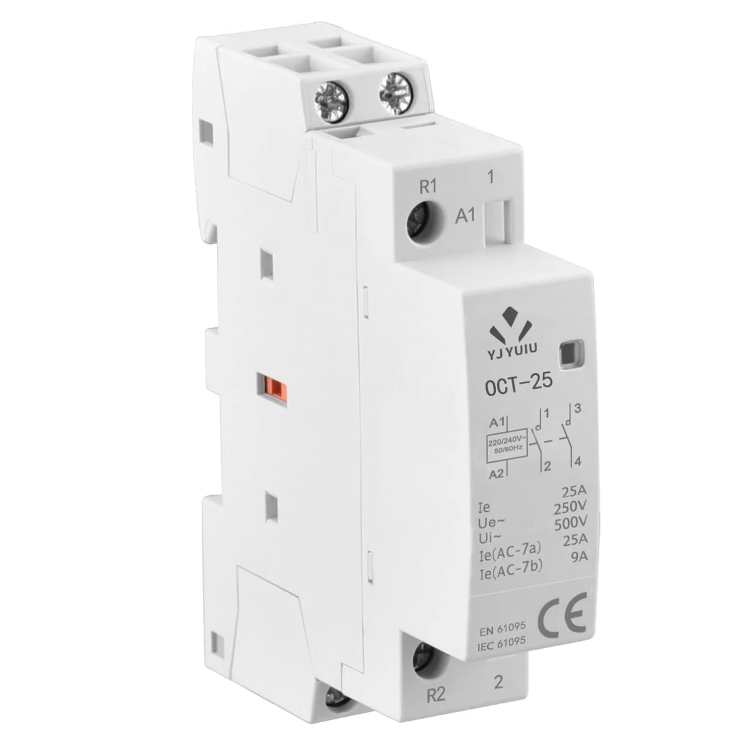 YJYUIU AC Contactor, 2-Pole, 25A, AC 220V/240V, 50/60Hz, DIN Rail 35mm (OCT25 2NO) OCT25 2NO